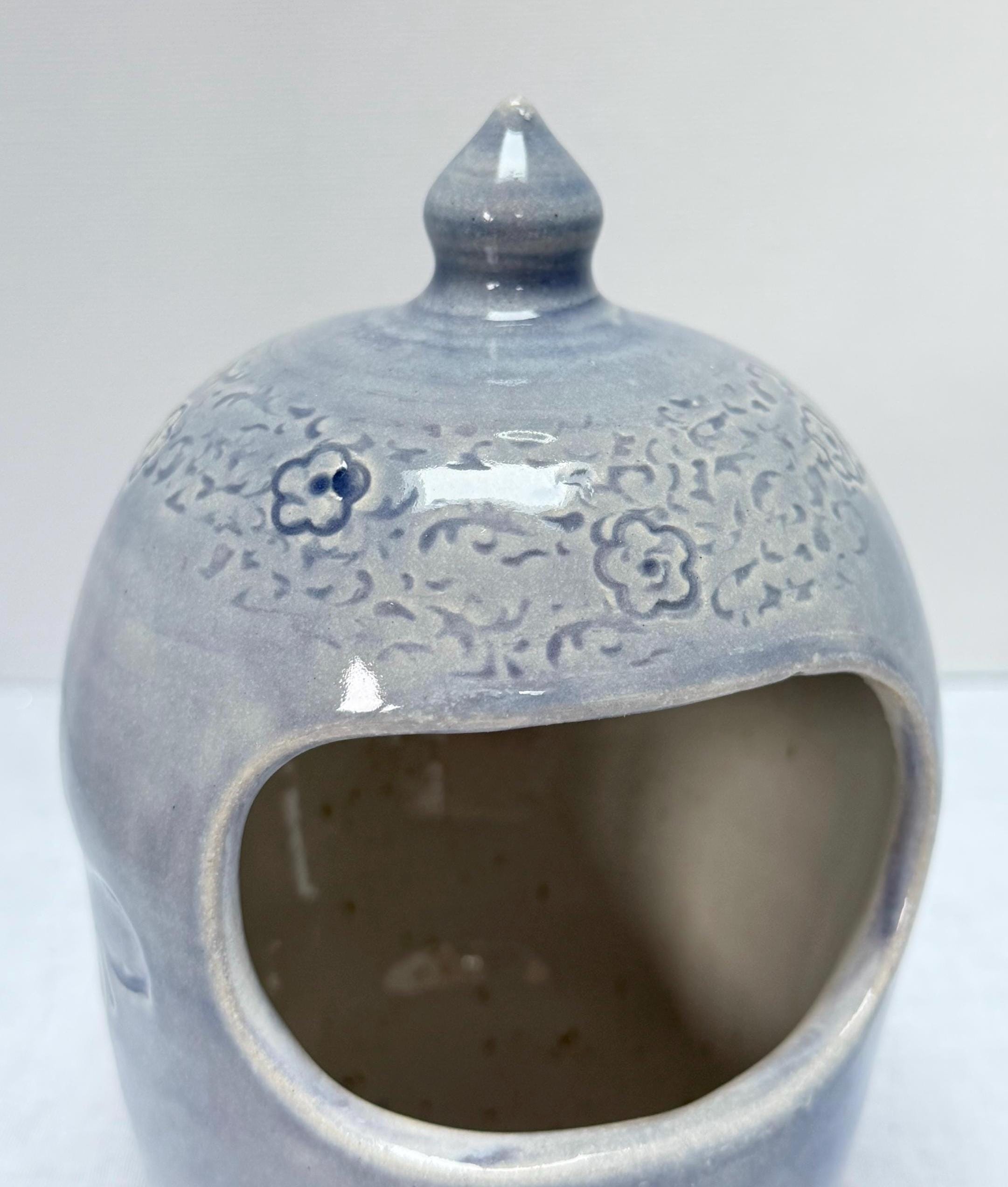 Handmade Blue Stoneware Salt Pig, Kitchen Salt Holder - Image 6