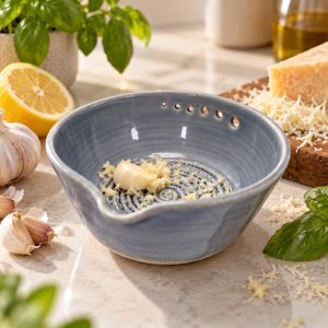 Handmade Ceramic Garlic Grater & Herb Stripper Bowl | Ginger Grater | Wheel-Thrown Kitchen Tool