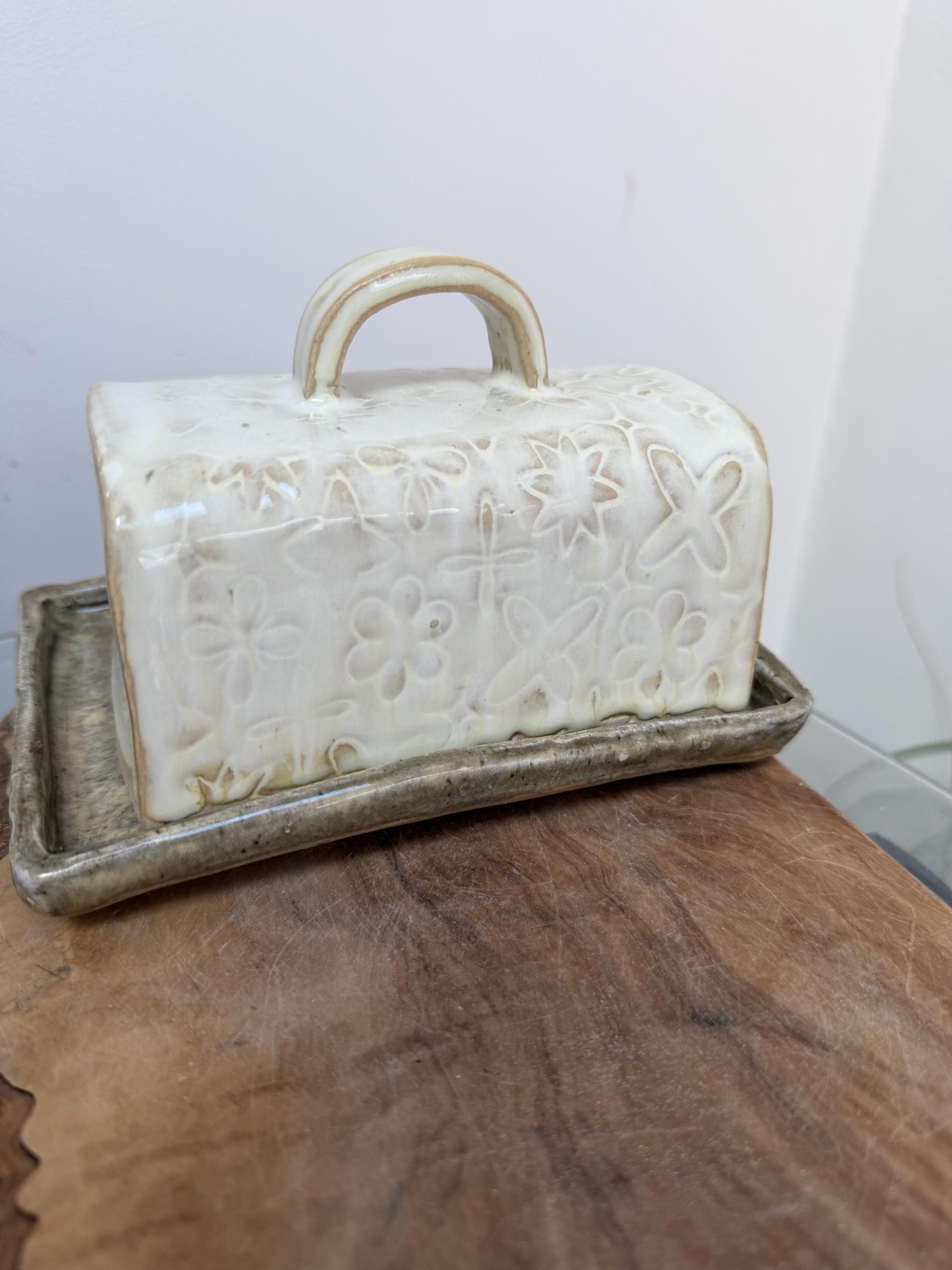 Handmade Ceramic Butter Dish cream - Image 6