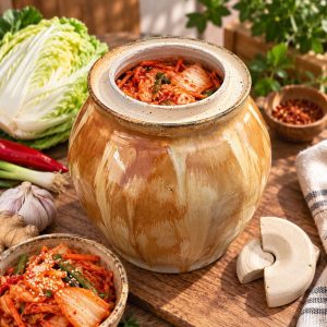 Handmade Stoneware Fermentation Jar for Kimchi, Sauerkraut & Pickles