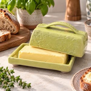 Handmade Ceramic Butter Dish,Stoneware Butter Keeper with Lid
