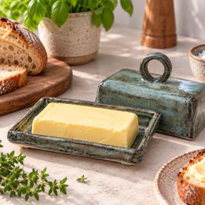 Handmade Ceramic Butter Dish,Stoneware Butter Keeper with Lid