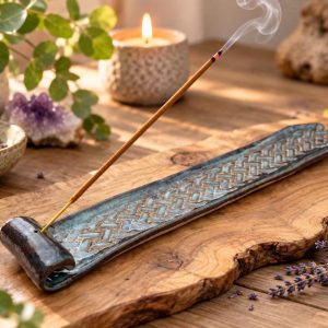 Handmade Ceramic Incense Burner, Incense Holder, Celtic knot design
