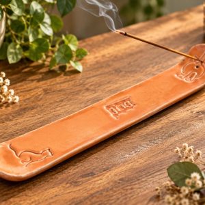 Handmade Ceramic Incense Burner, Incense Holder,  orange cat