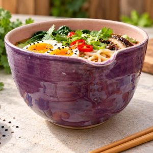 Hand Thrown  Nodles, Ramen, soup, serving , mixing  Bowl with chopsticks