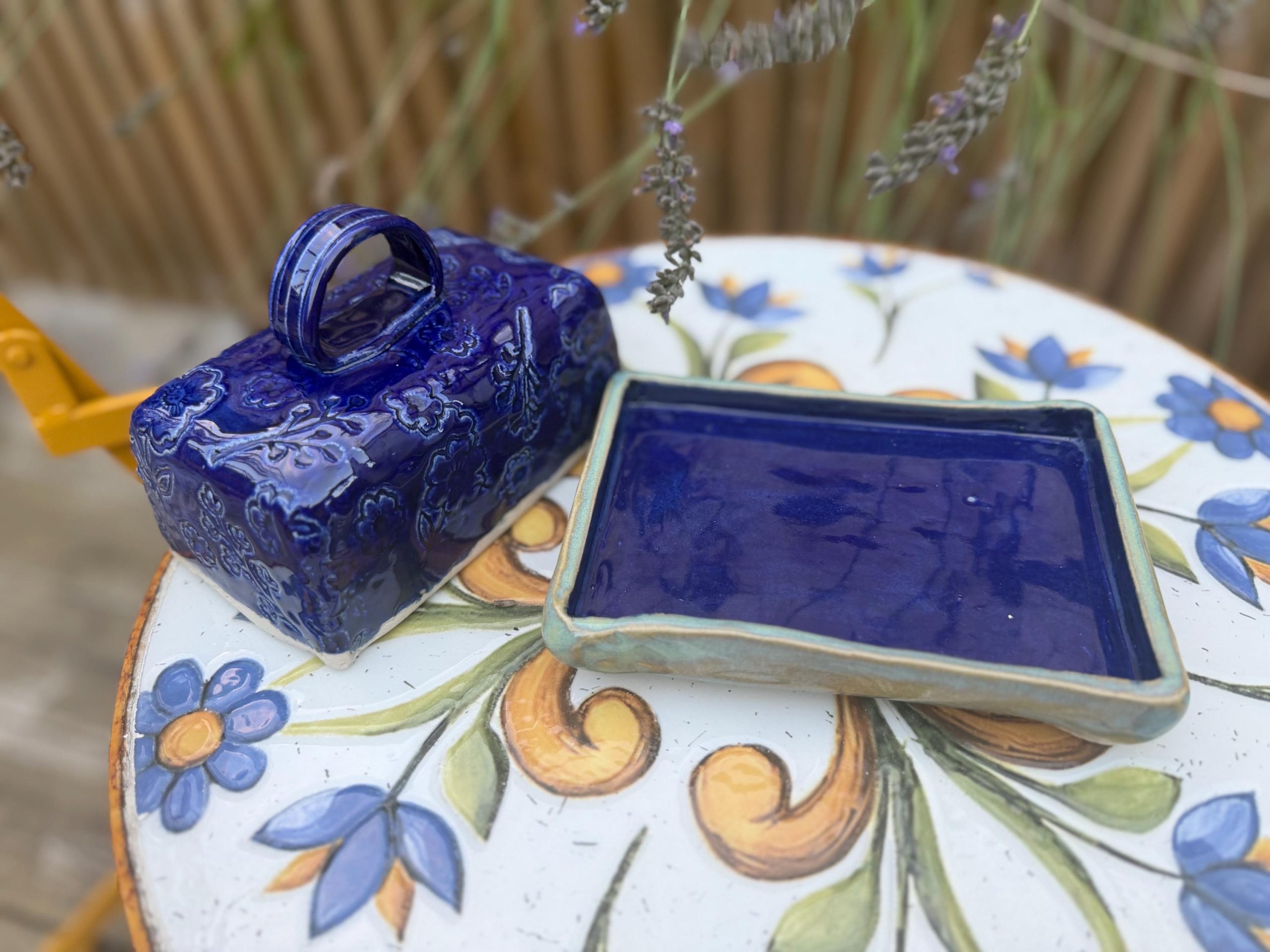 Handmade Blue Ceramic Butter Dish with Lid | Decorative Pottery Butter Keeper - Image 9