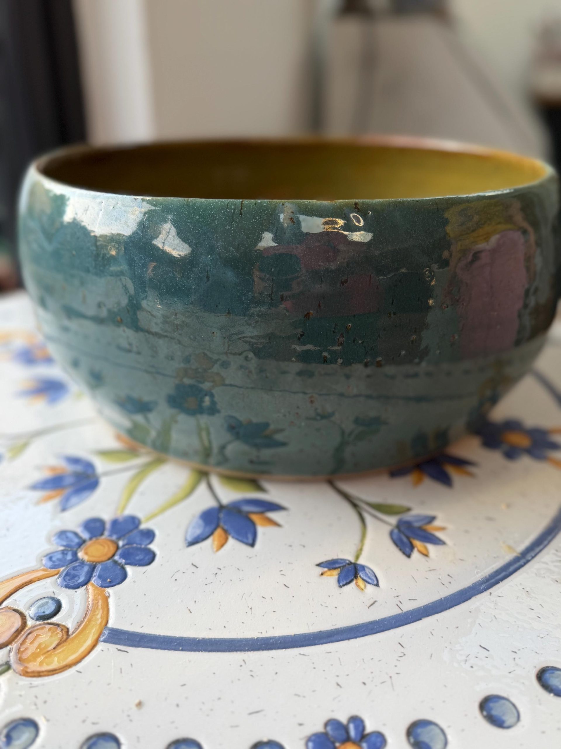 Handmade Blue green Ceramic Sink one of a kind | Artisan Stoneware Basin (33cm) - Image 17