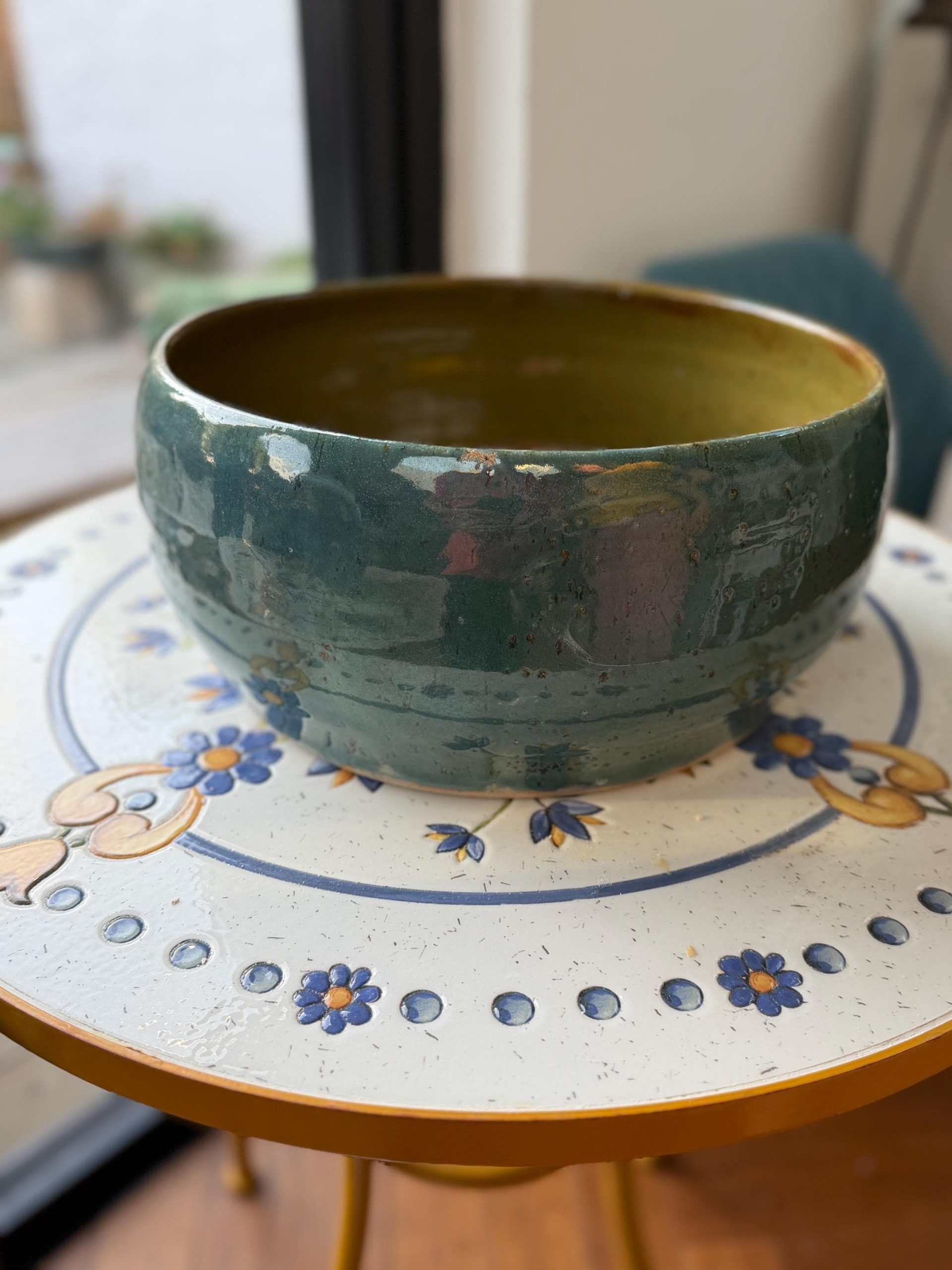 Handmade Blue green Ceramic Sink one of a kind | Artisan Stoneware Basin (33cm) - Image 3