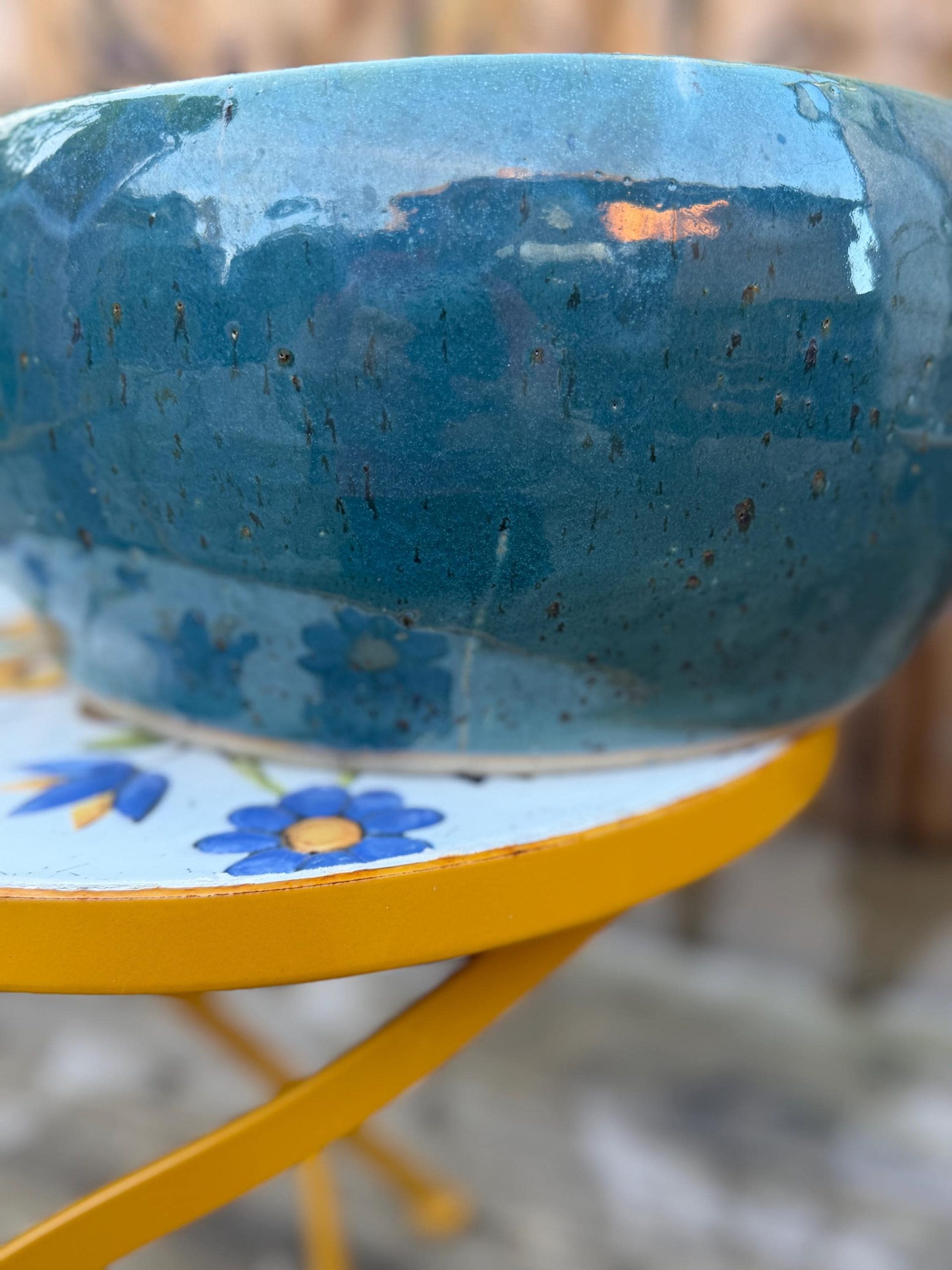 Handmade Blue green Ceramic Sink one of a kind | Artisan Stoneware Basin (33cm) - Image 8