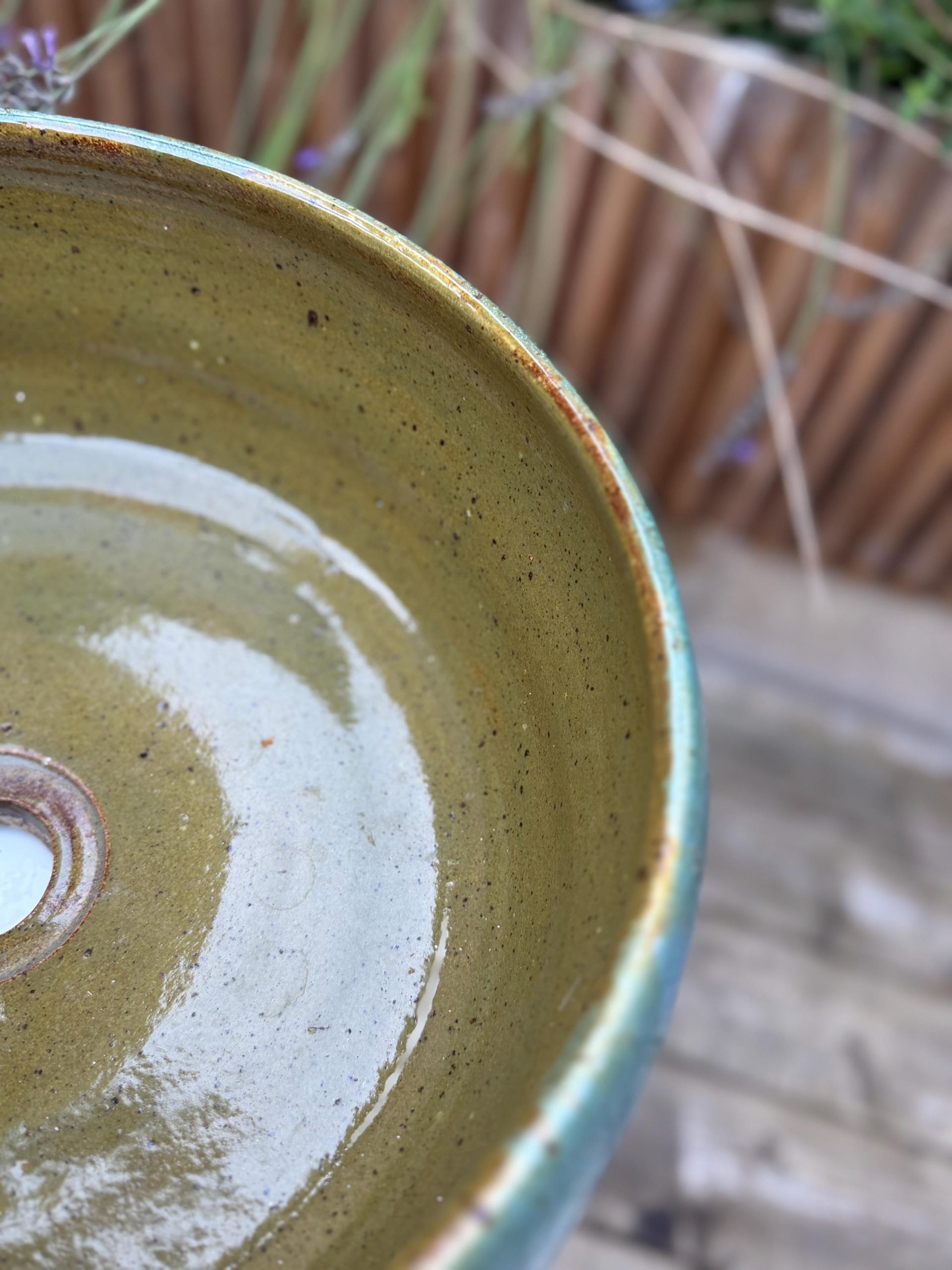 Handmade Blue green Ceramic Sink one of a kind | Artisan Stoneware Basin (33cm) - Image 7