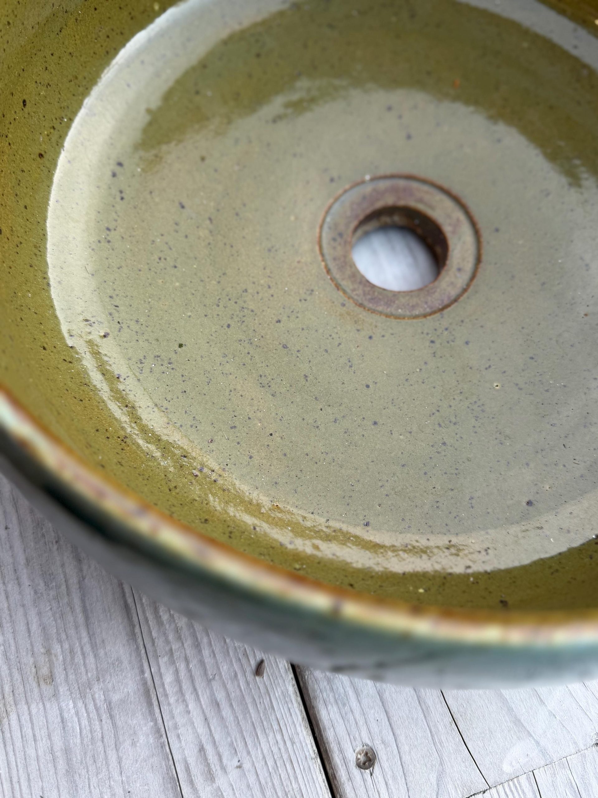 Handmade Blue green Ceramic Sink one of a kind | Artisan Stoneware Basin (33cm) - Image 10