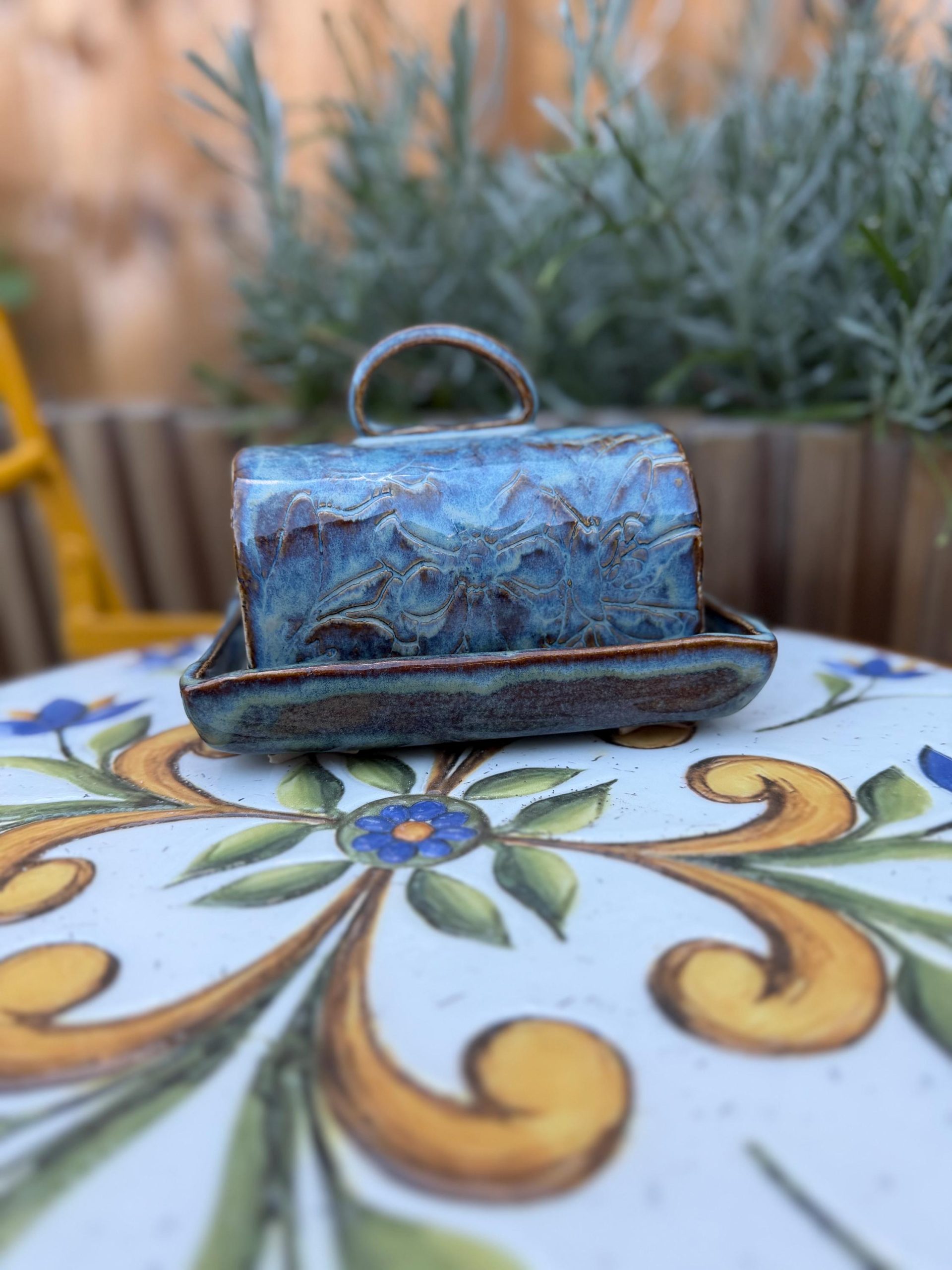 Handmade Blue Ceramic Butter Dish, Pottery Butter Keeper with Lid, Decorative Kitchen Tableware - Image 15