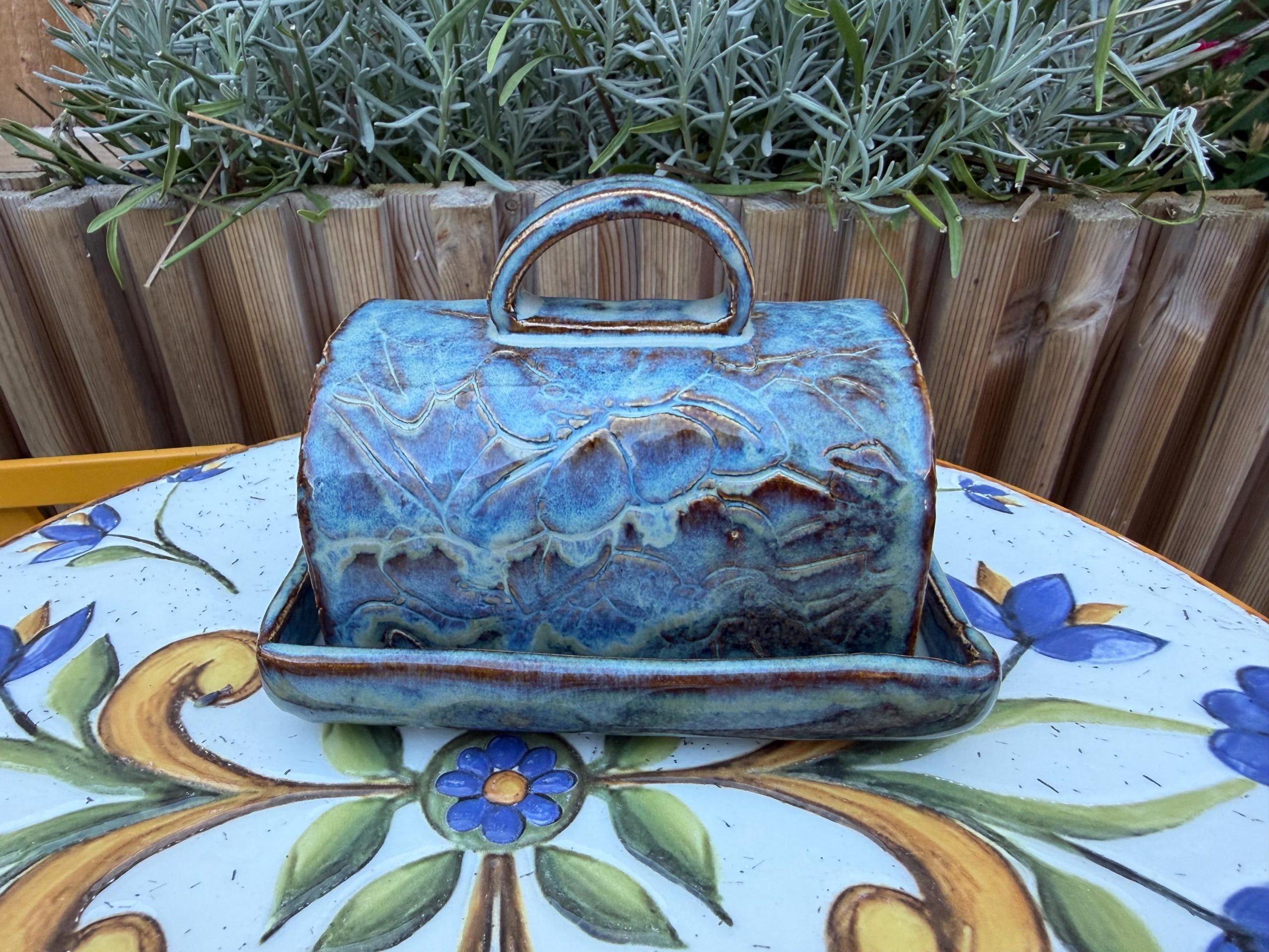 Handmade Blue Ceramic Butter Dish, Pottery Butter Keeper with Lid, Decorative Kitchen Tableware - Image 5