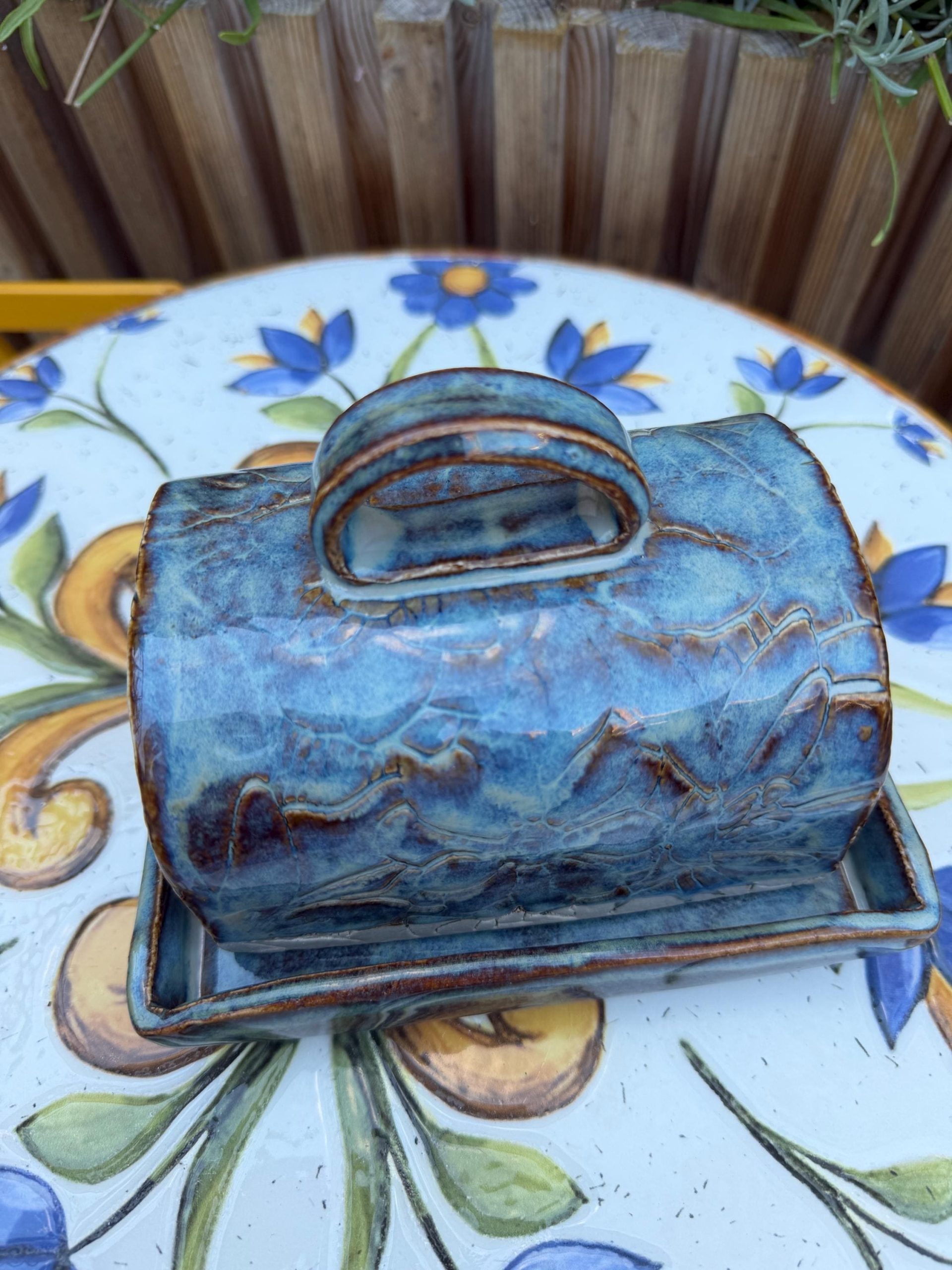 Handmade Blue Ceramic Butter Dish, Pottery Butter Keeper with Lid, Decorative Kitchen Tableware - Image 8