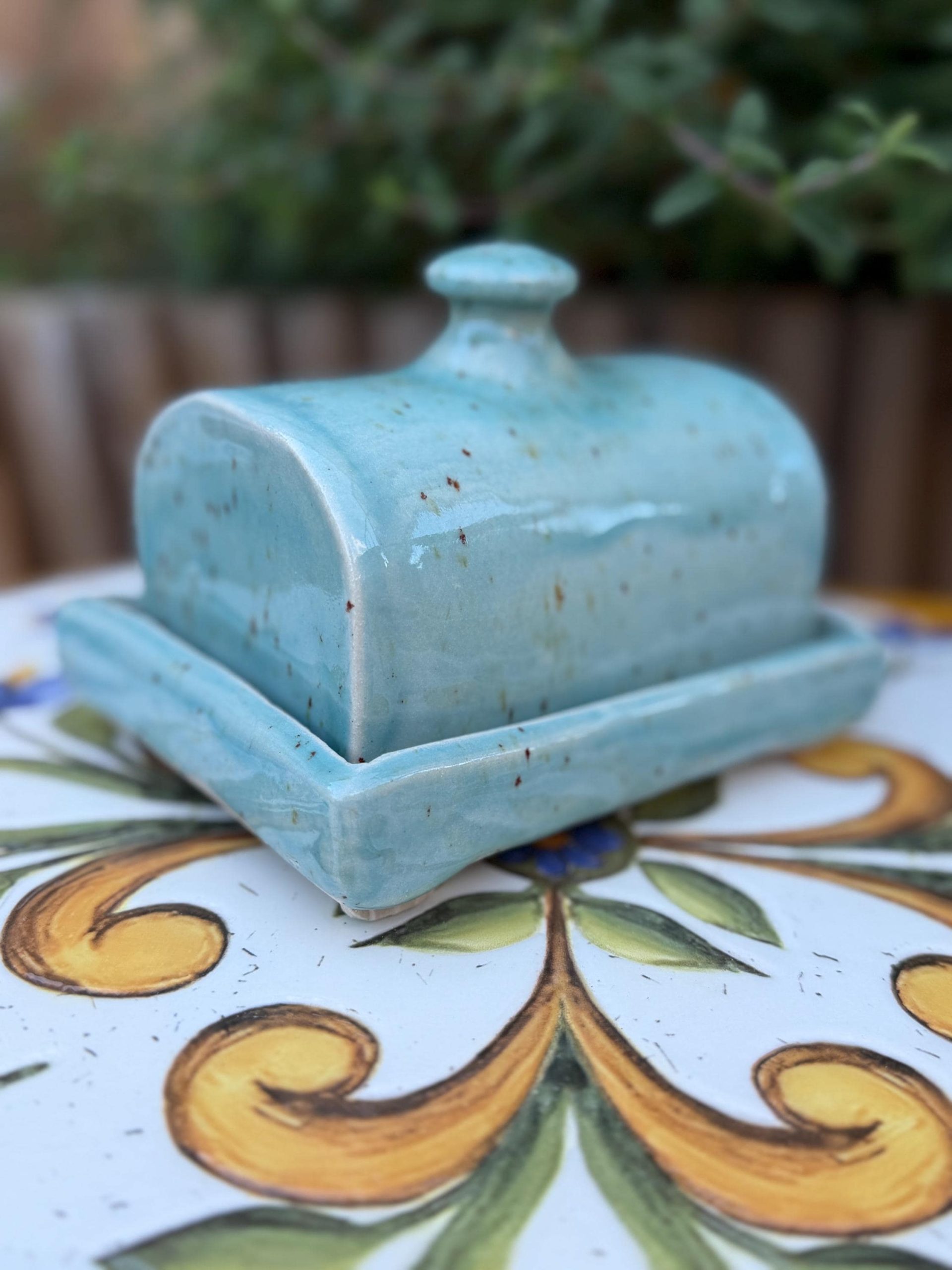 Handmade Blue Ceramic Butter Dish | Glazed Pottery Kitchen Decor - Image 2