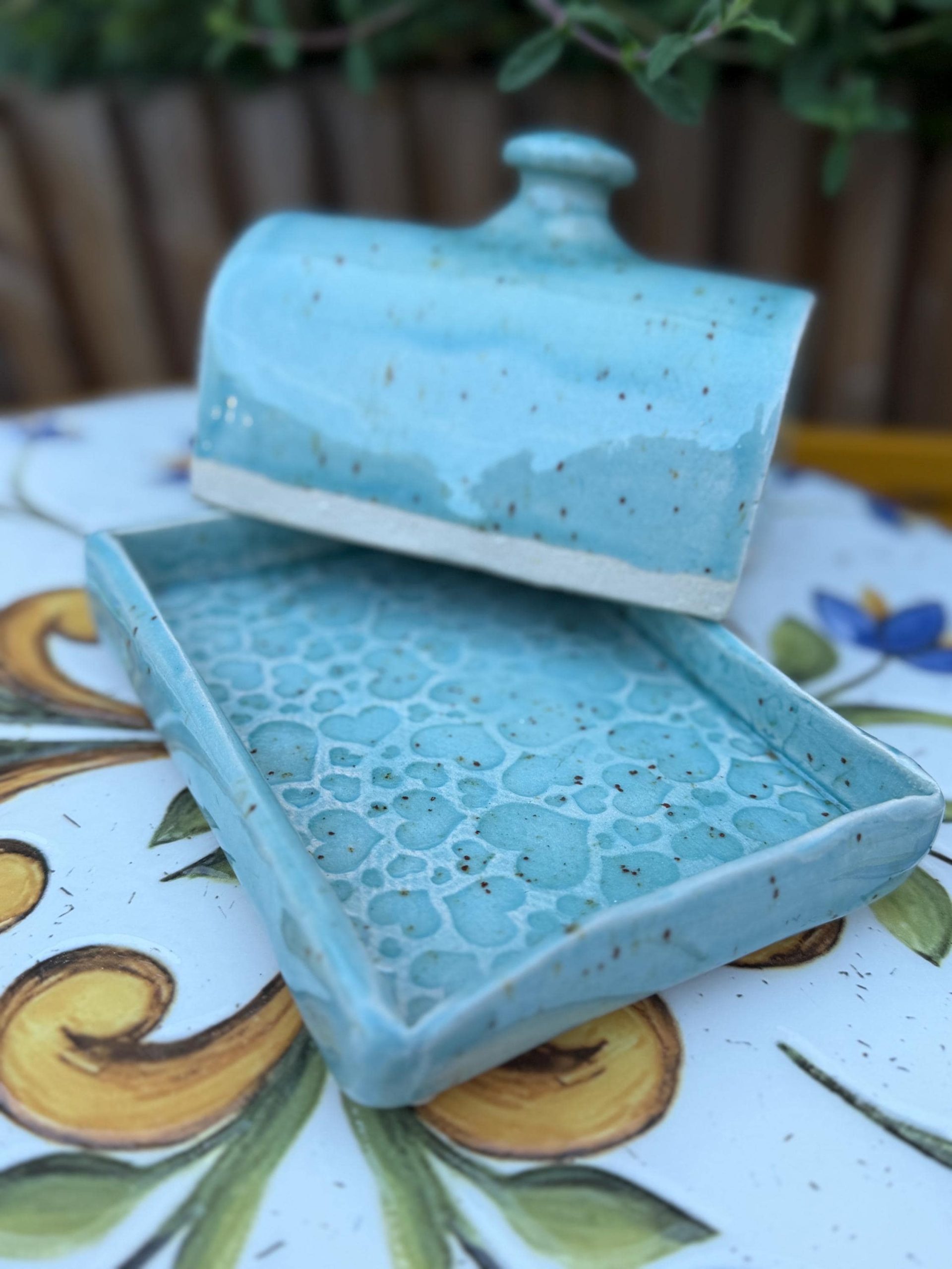 Handmade Blue Ceramic Butter Dish | Glazed Pottery Kitchen Decor - Image 4