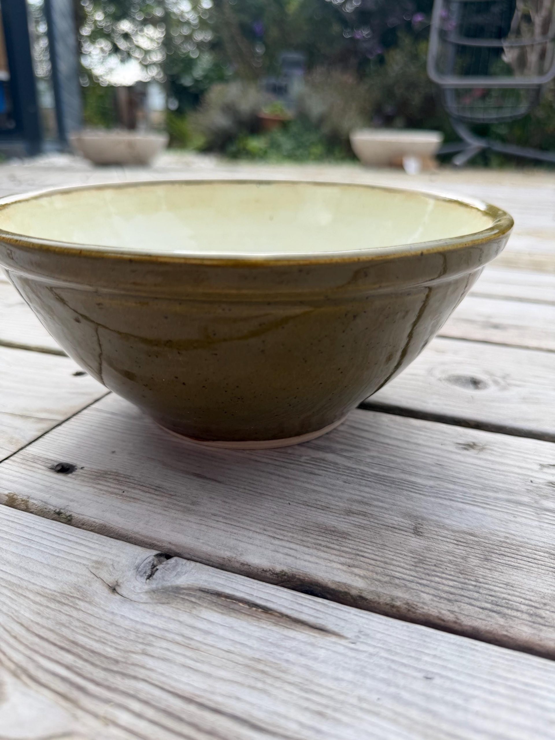 Handmade Ceramic Green Cream Stoneware Mixing Bowl, 1.2L Kitchen Serving Bowl - Image 15