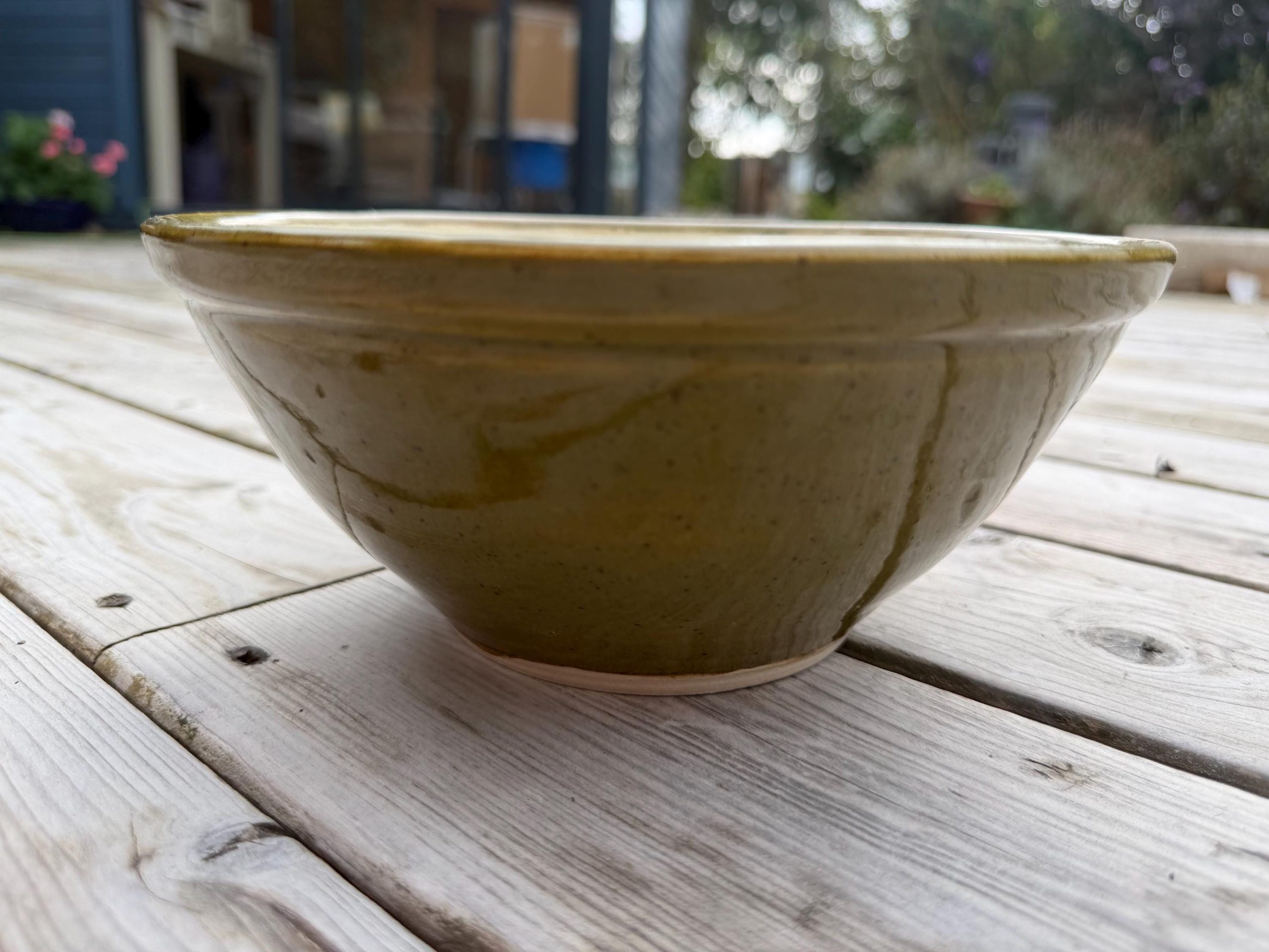 Handmade Ceramic Green Cream Stoneware Mixing Bowl, 1.2L Kitchen Serving Bowl - Image 14