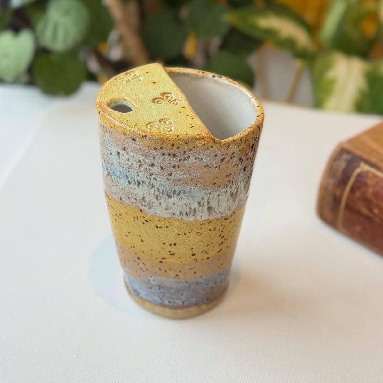 Handmade Ceramic Travel Mug, Stoneware Cup with Metal Straw, Reusable Coffee Tea & Smoothie Mug