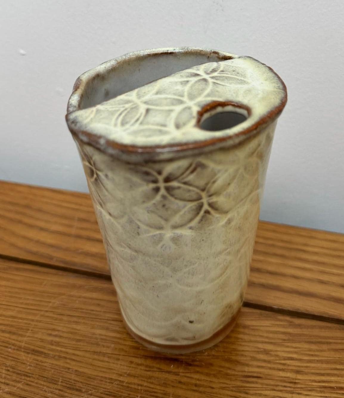 Handmade Stoneware Travel Mug, 250ml Floral Glaze, Metal Straw Included - Image 6