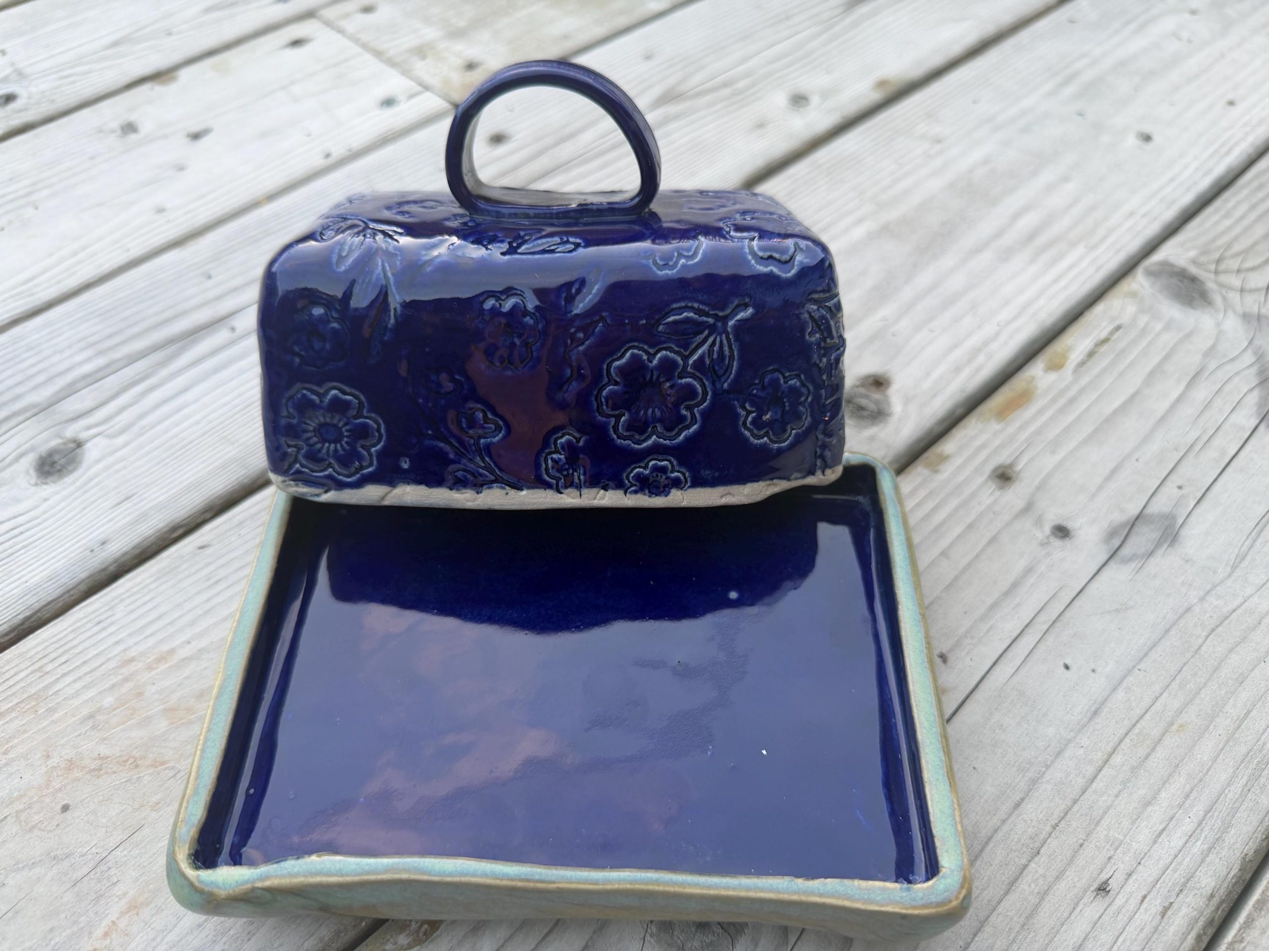Handmade Blue Ceramic Butter Dish with Lid | Decorative Pottery Butter Keeper - Image 11