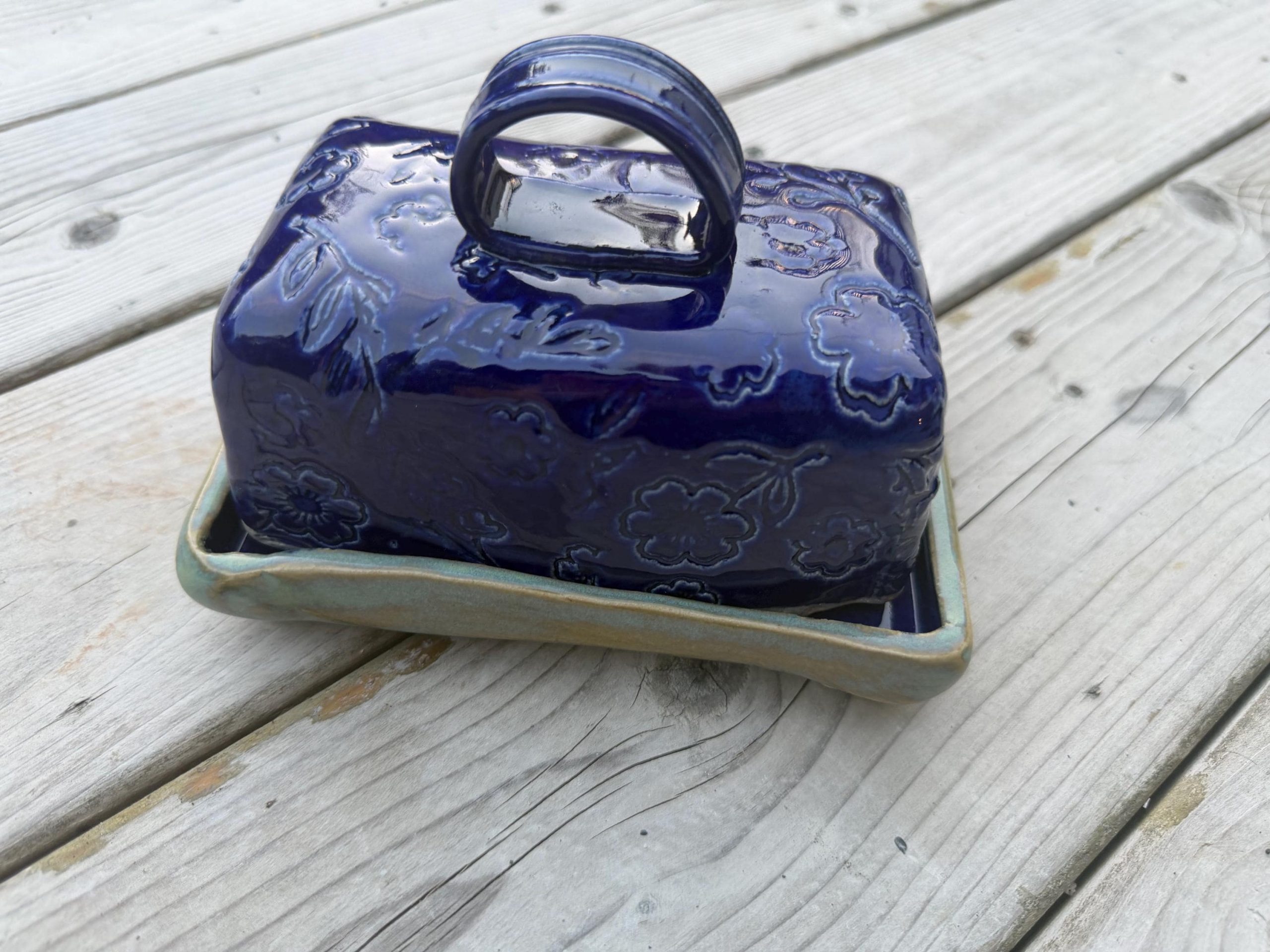 Handmade Blue Ceramic Butter Dish with Lid | Decorative Pottery Butter Keeper - Image 12