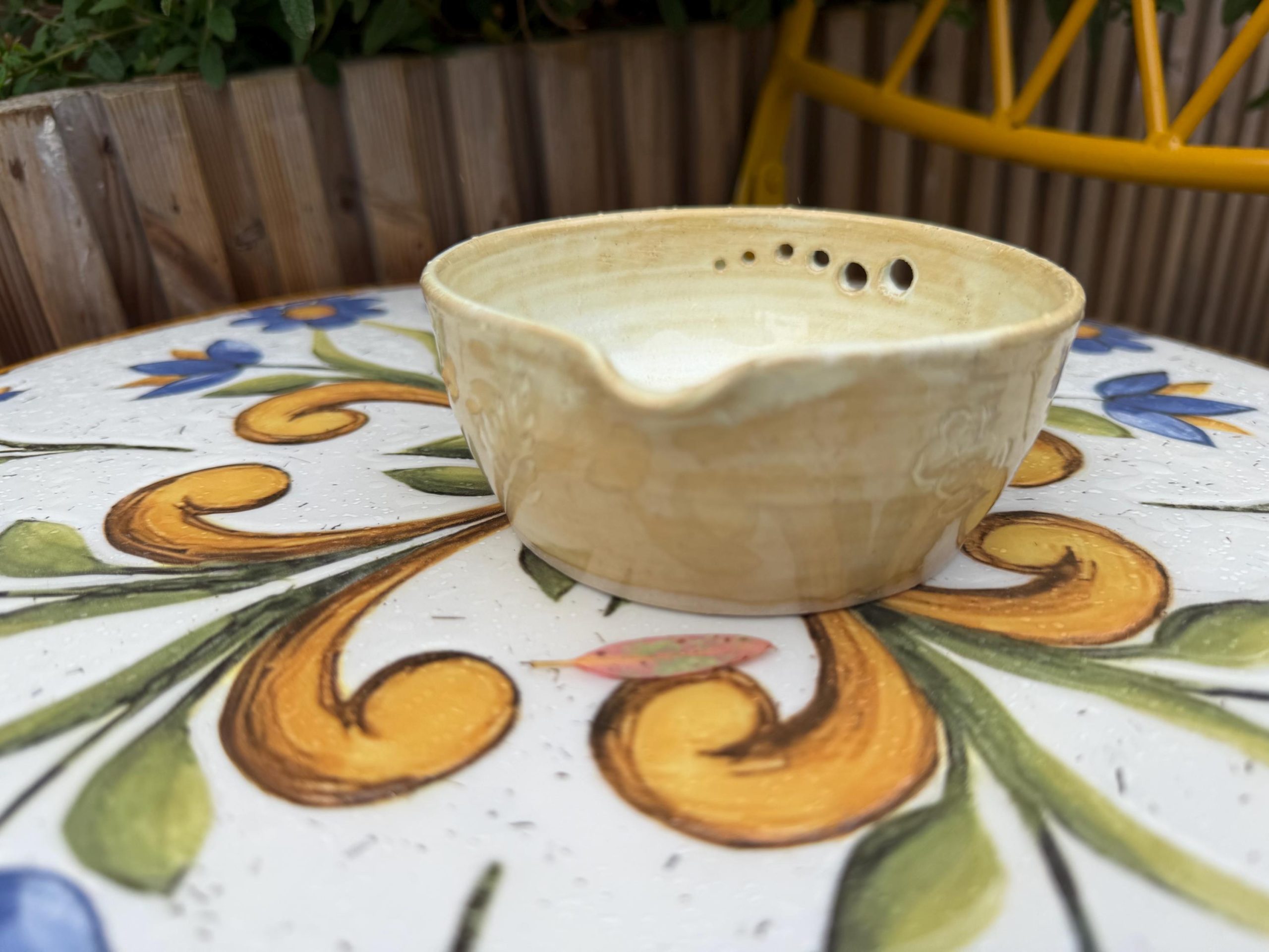 Handmade Blue speckle Ceramic Garlic/ ginger Grater & Herb Stripper Bowl Stoneware Pottery - Image 10
