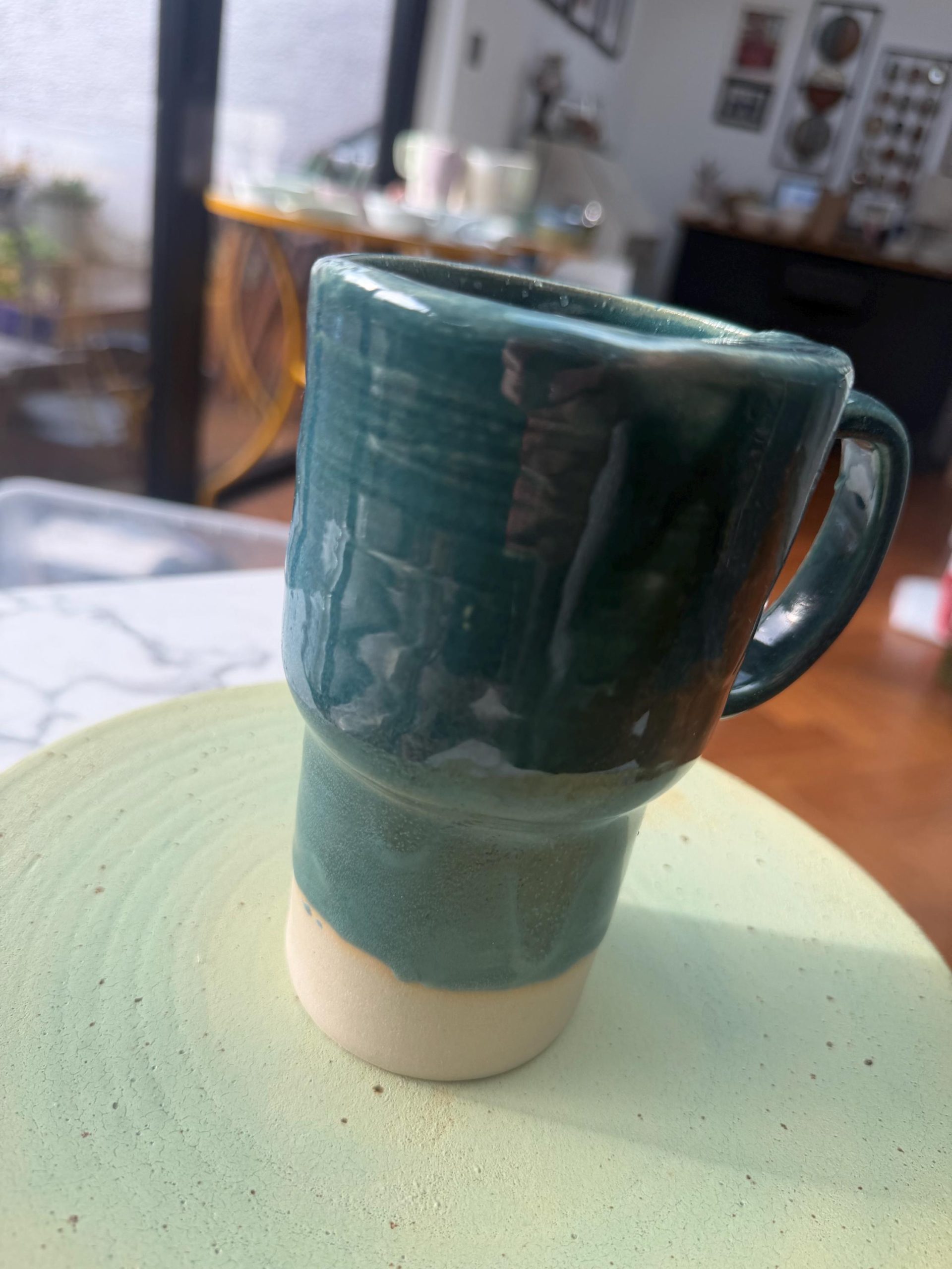 Handmade Aqua Ceramic Travel Mug/ smoothie cup - Image 6