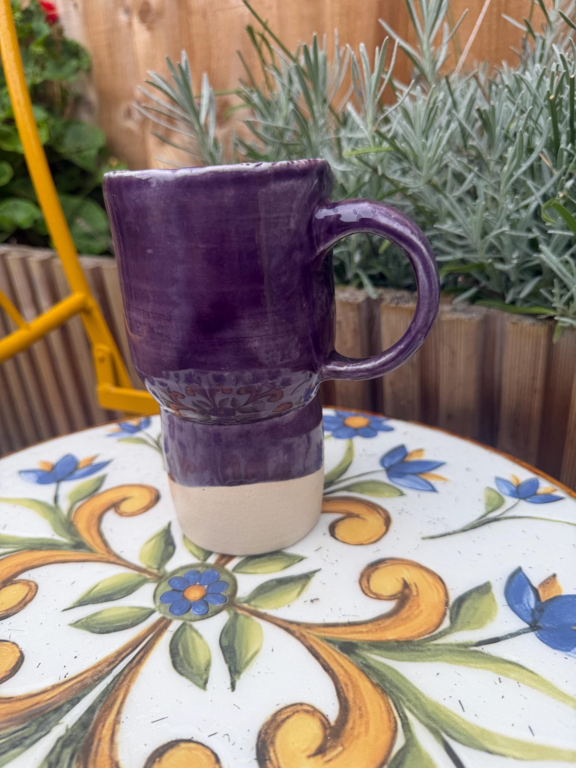 Handmade Purple Ceramic Travel Mug, smoothie Cup , Sipping Cover, Car Cup Holder Friendly Pottery - Image 8