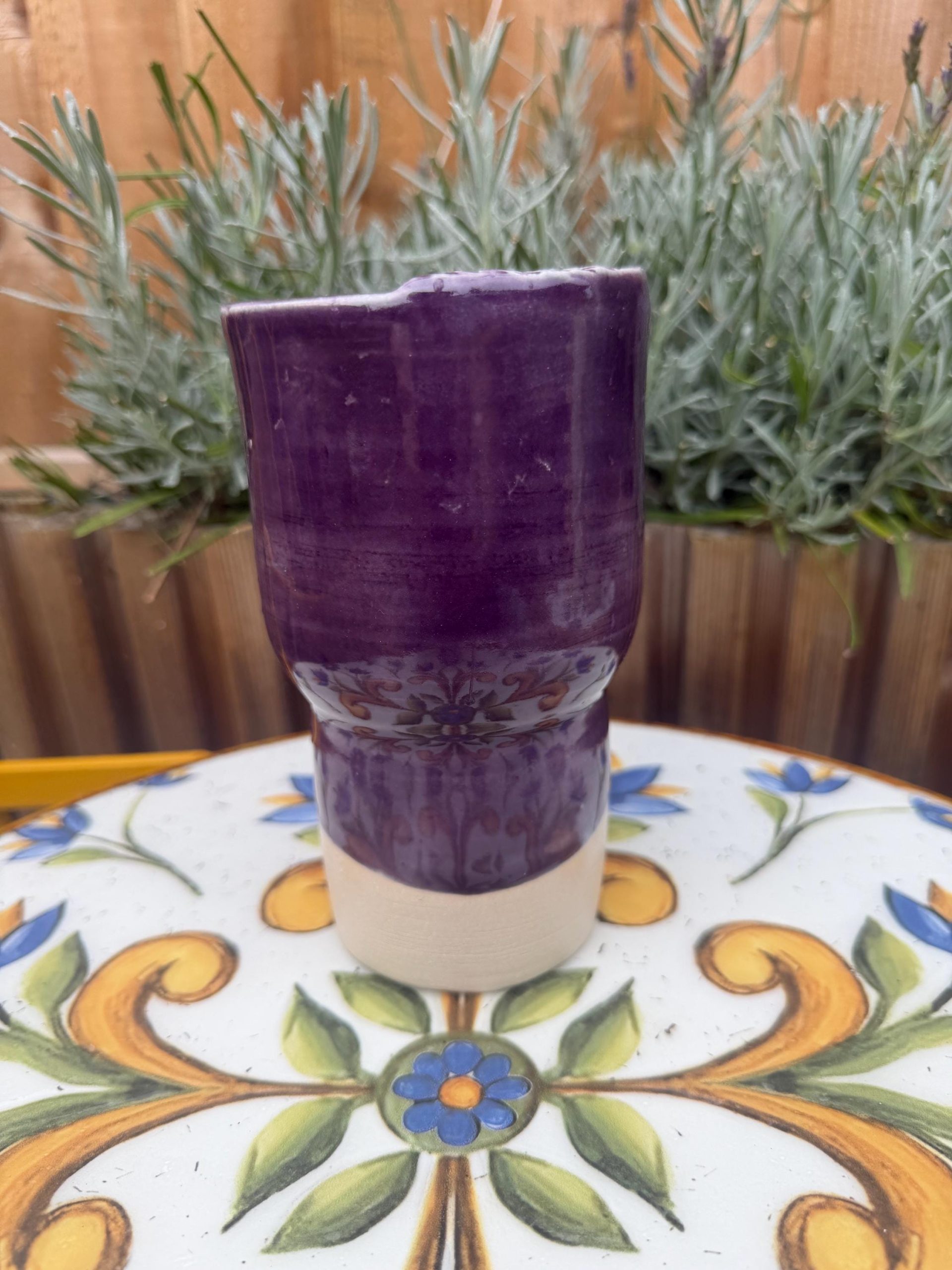 Handmade Purple Ceramic Travel Mug, smoothie Cup , Sipping Cover, Car Cup Holder Friendly Pottery - Image 10