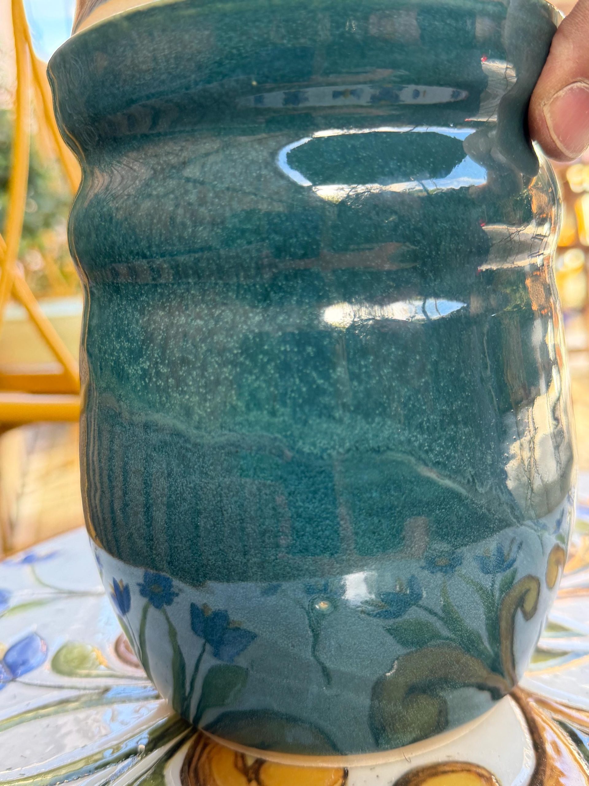 Handmade Ceramic Kimchi Fermentation Jar, Teal Green Stoneware Crock with Lid Bowl and Weights - Image 15