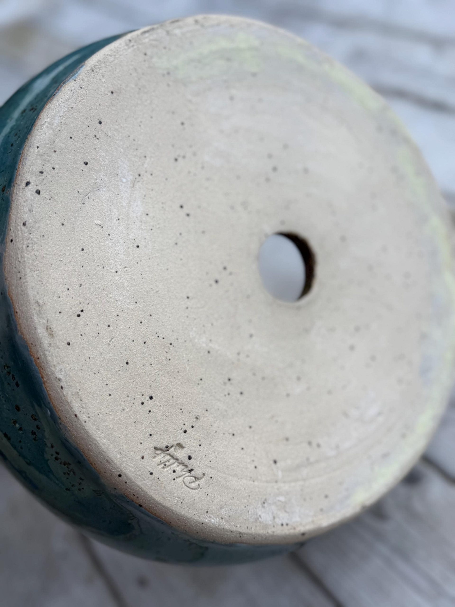 Handmade Blue green Ceramic Sink one of a kind | Artisan Stoneware Basin (33cm) - Image 9