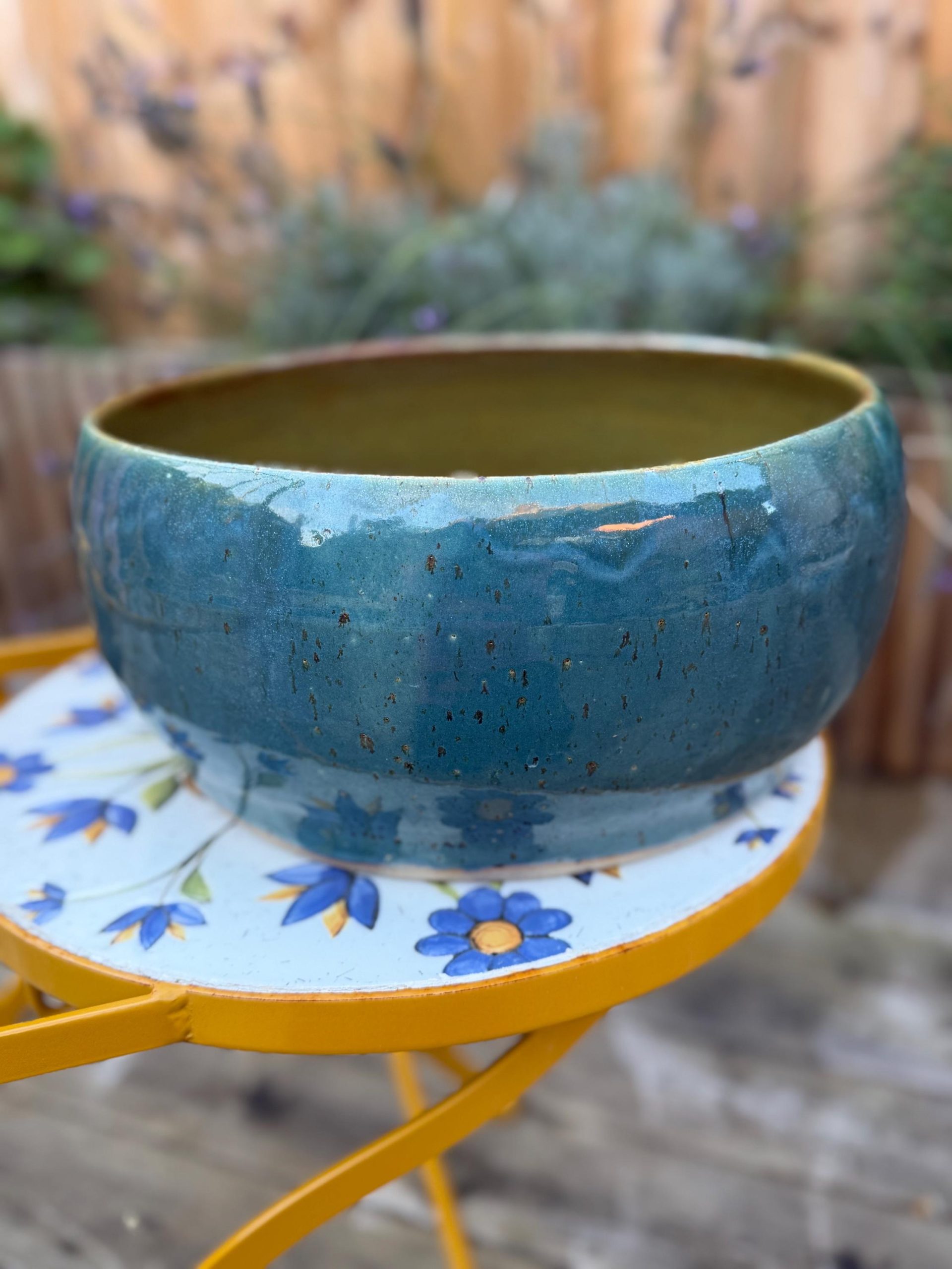 Handmade Blue green Ceramic Sink one of a kind | Artisan Stoneware Basin (33cm) - Image 12