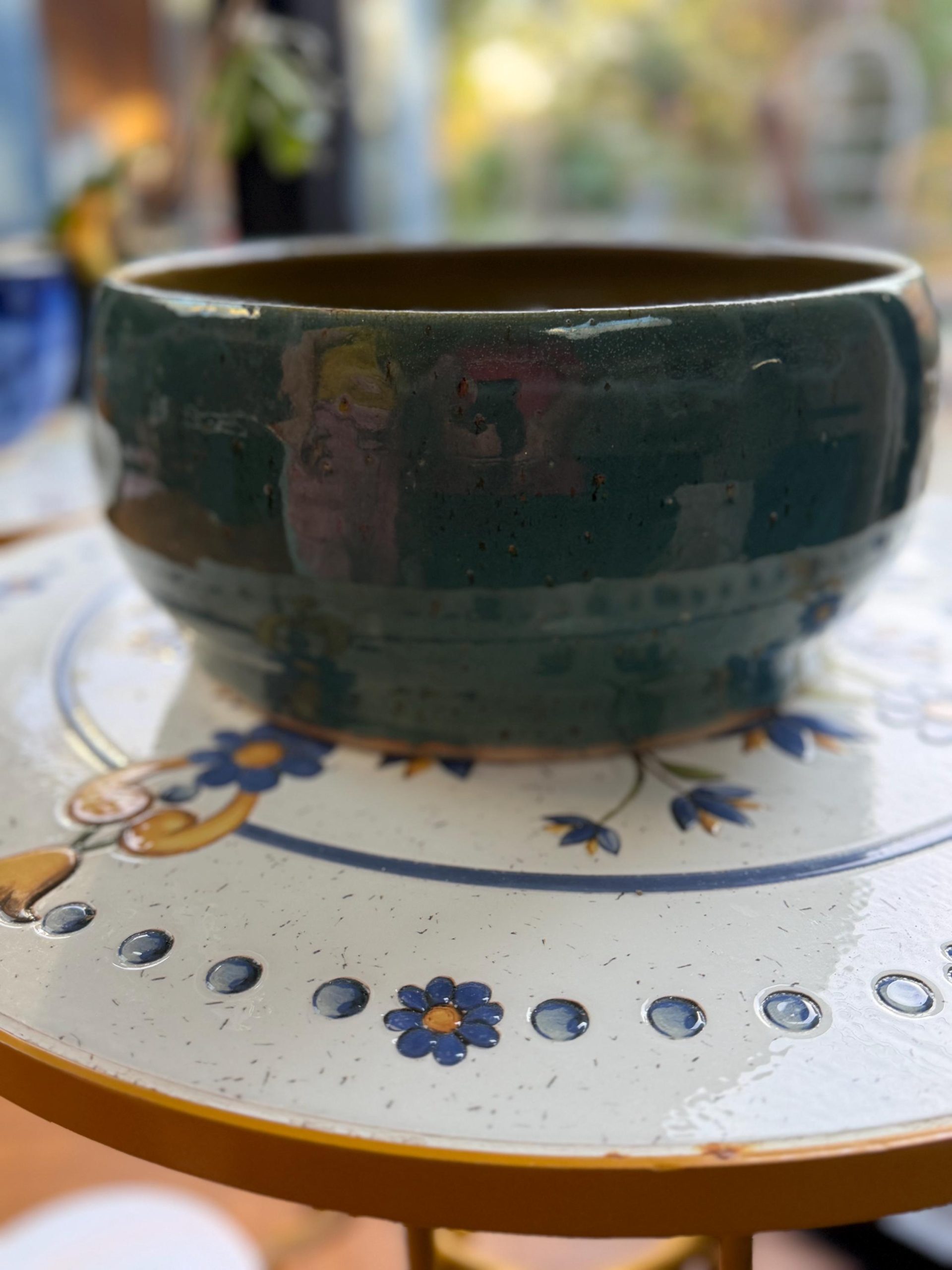 Handmade Blue green Ceramic Sink one of a kind | Artisan Stoneware Basin (33cm) - Image 4