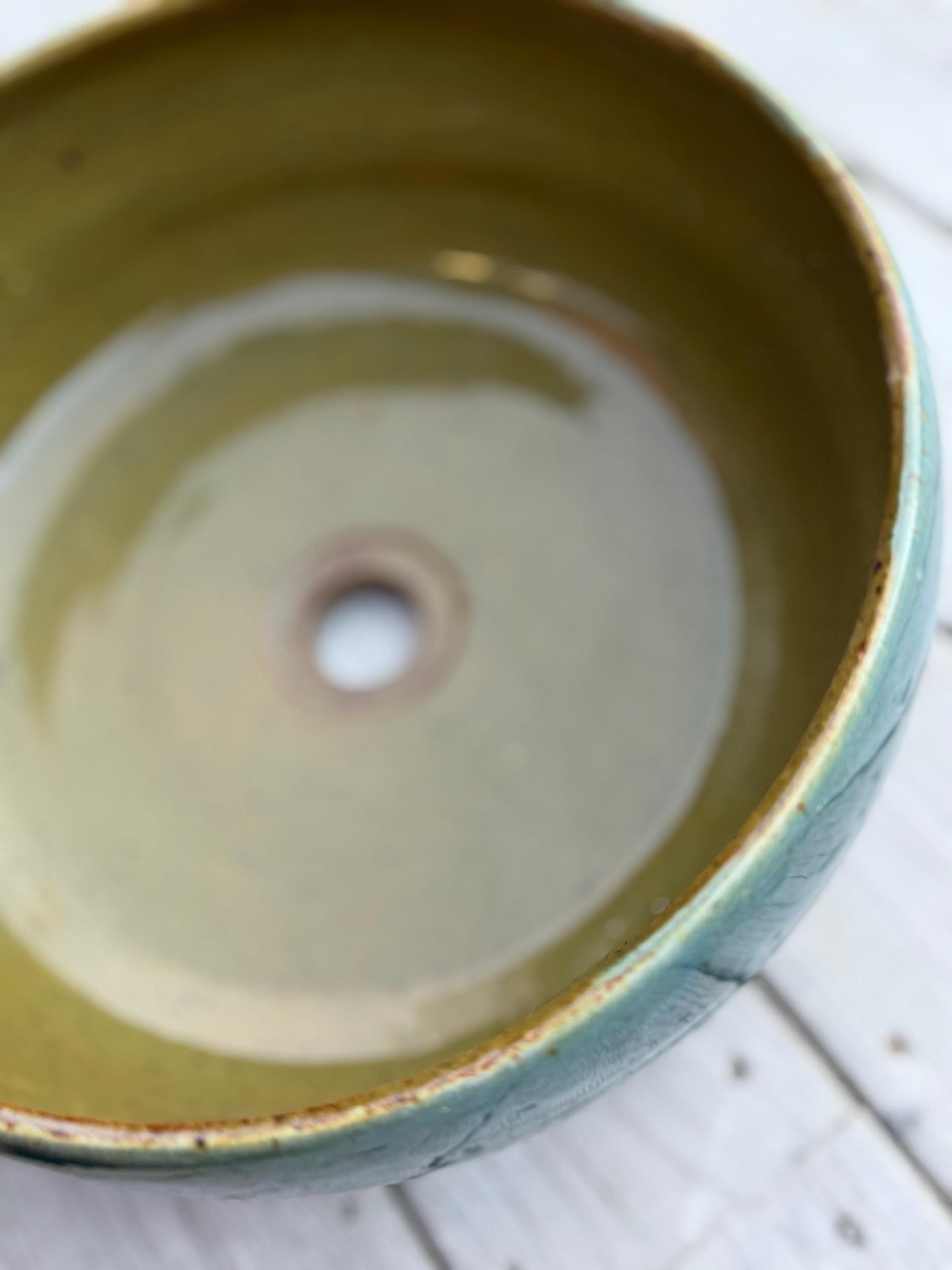 Handmade Blue green Ceramic Sink one of a kind | Artisan Stoneware Basin (33cm) - Image 6