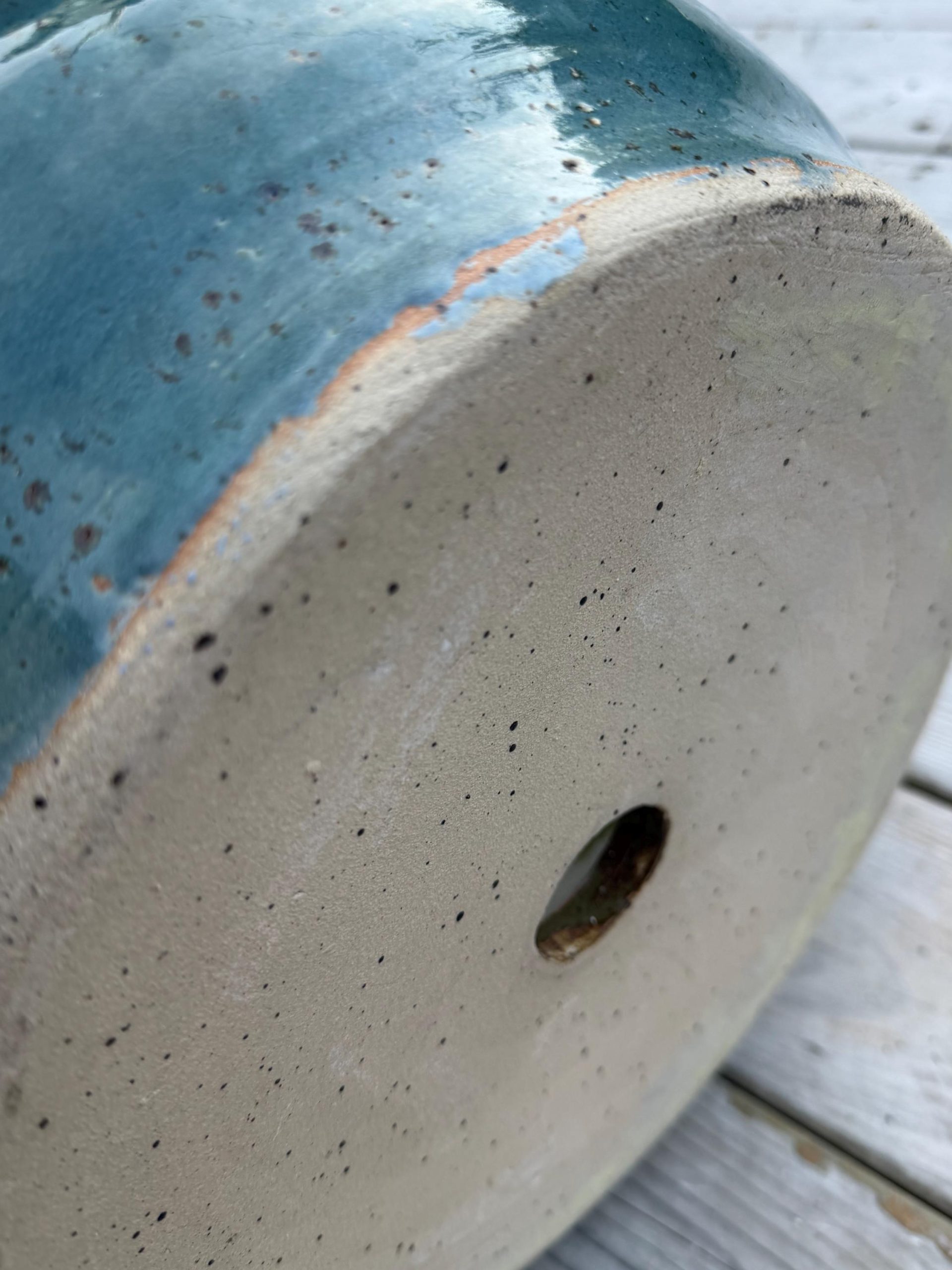 Handmade Blue green Ceramic Sink one of a kind | Artisan Stoneware Basin (33cm) - Image 15
