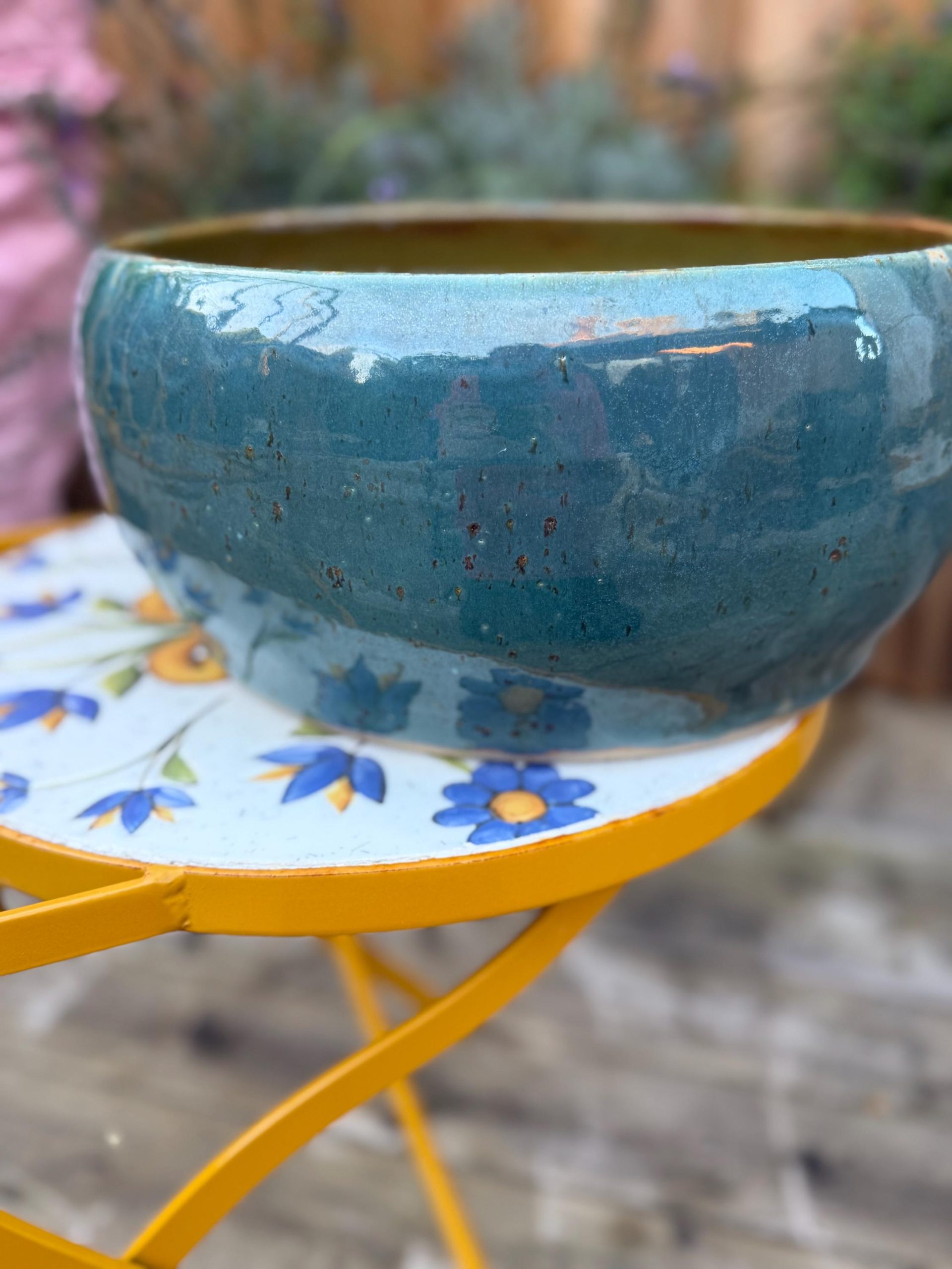Handmade Blue green Ceramic Sink one of a kind | Artisan Stoneware Basin (33cm) - Image 16