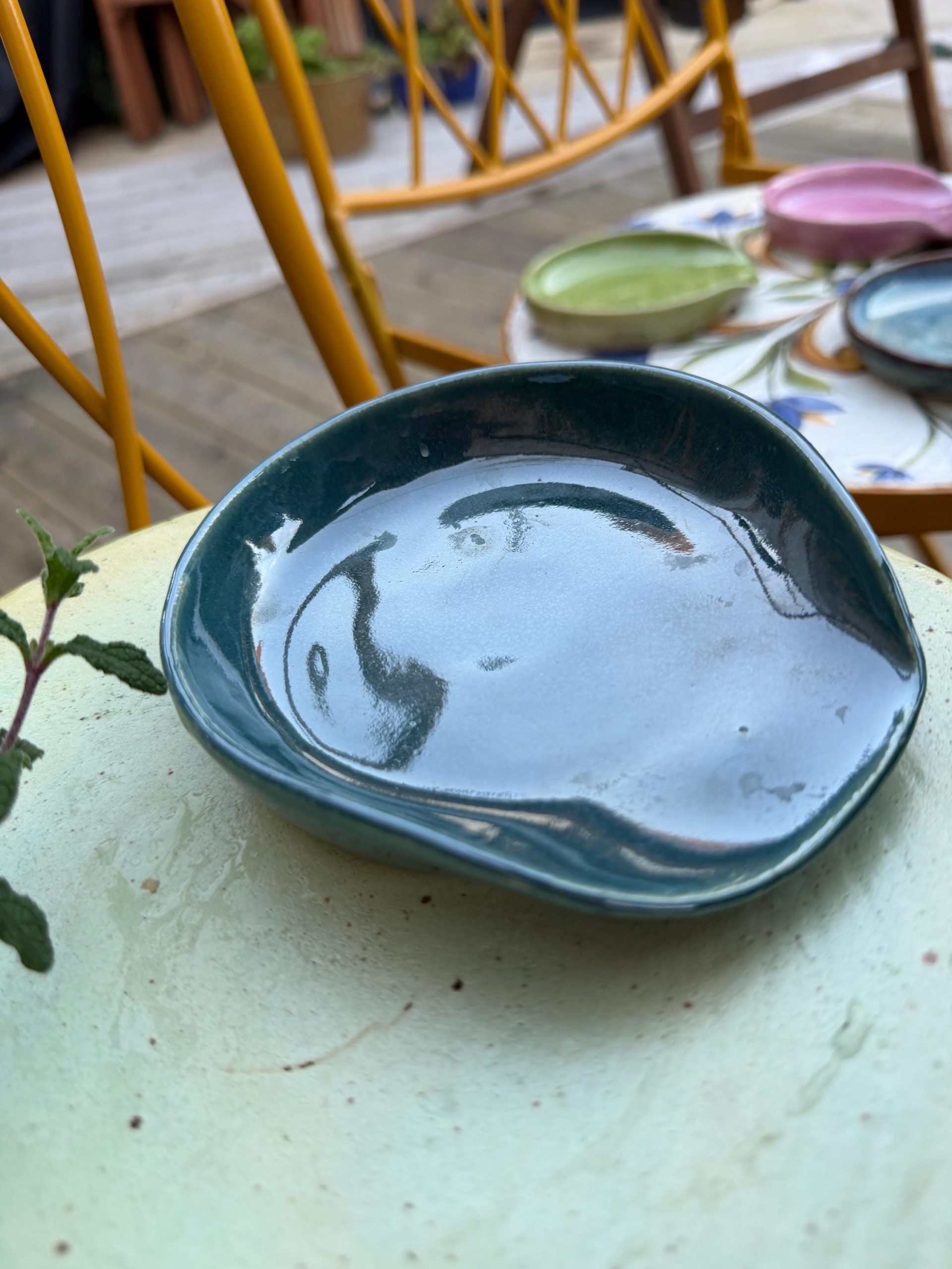 Handmade Aqua Ceramic Spoon Rest – Glossy Glaze, Finish (13cm) - Image 12