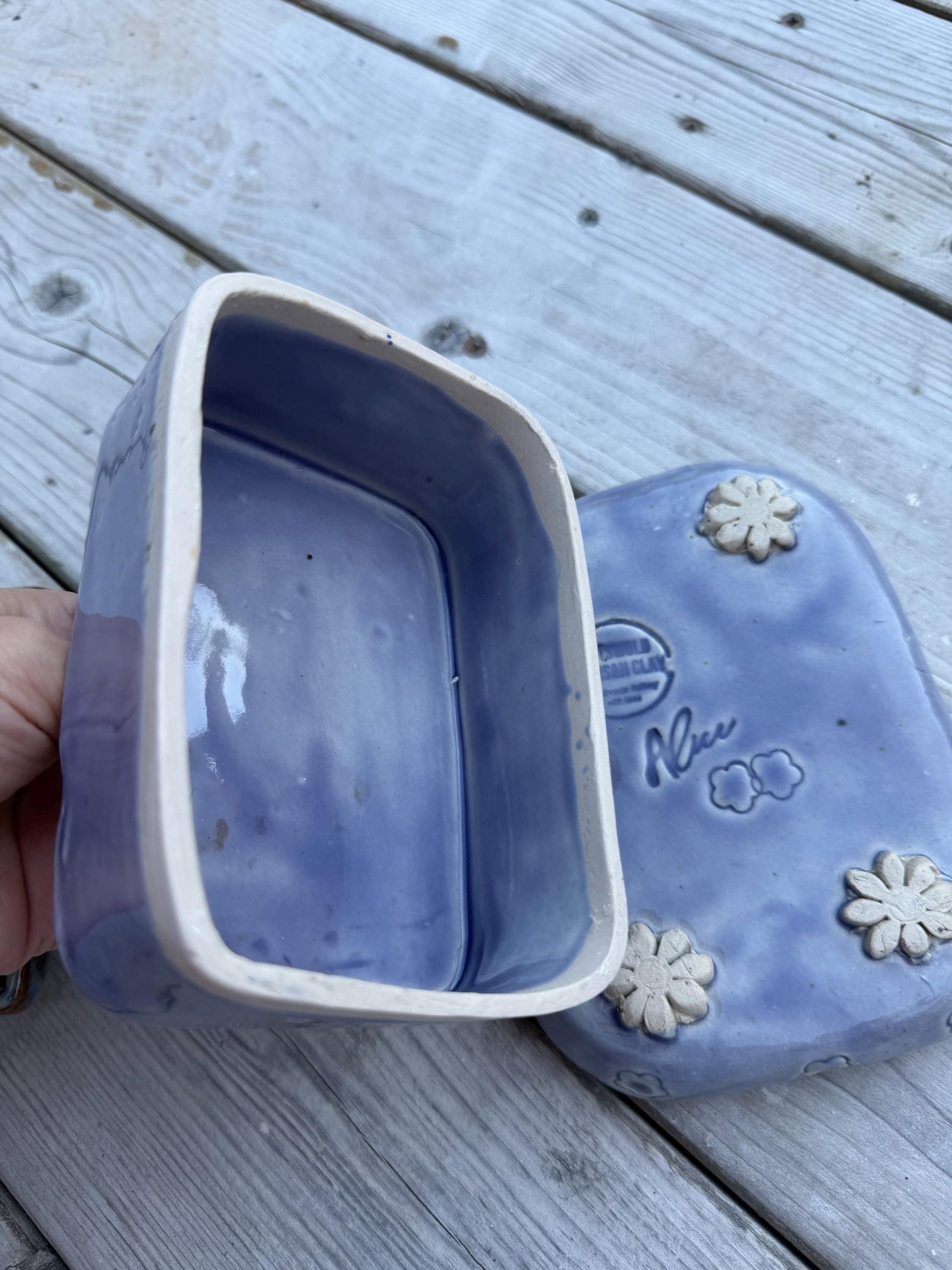 Handmade Ceramic Butter Dish with Lid, Lavender Floral Embossed Pottery, Cottagecore Purple Butter Keeper - Image 17