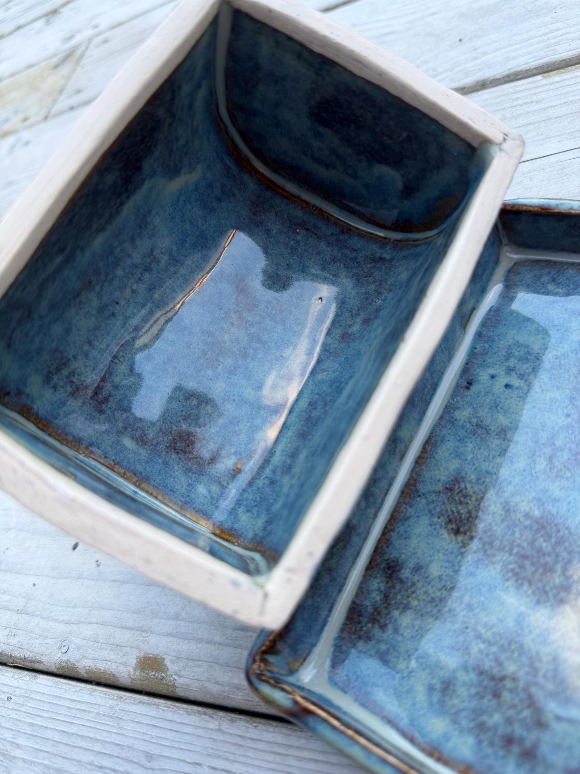 Handmade Blue Ceramic Butter Dish, Pottery Butter Keeper with Lid, Decorative Kitchen Tableware - Image 10