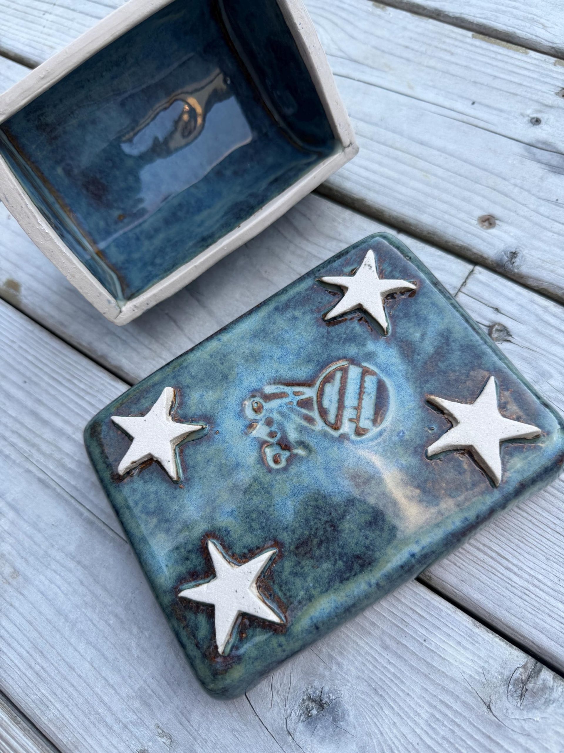 Handmade Blue Ceramic Butter Dish, Pottery Butter Keeper with Lid, Decorative Kitchen Tableware - Image 7