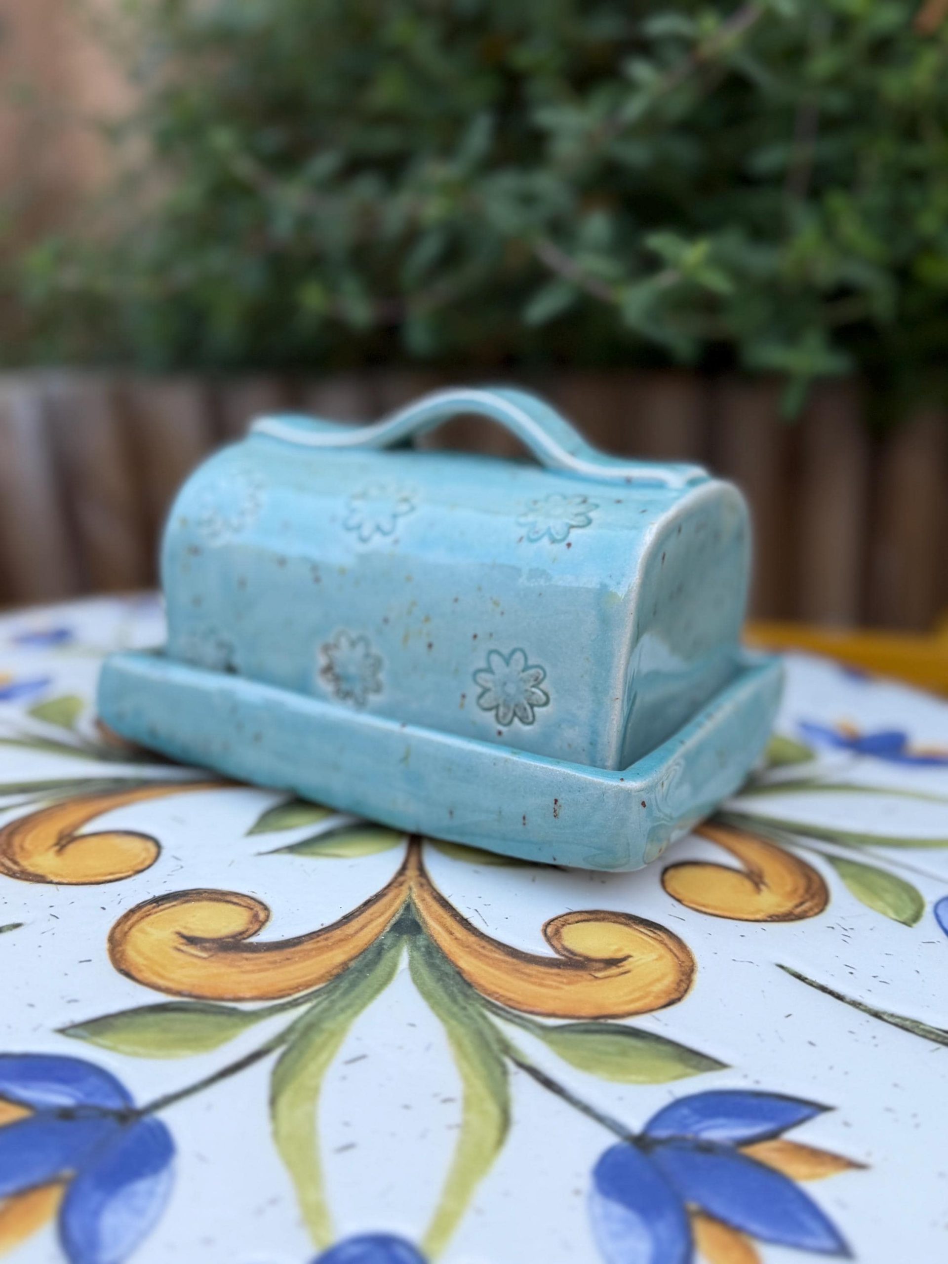 Handmade Blue Ceramic Butter Dish | Glazed Pottery Kitchen Decor - Image 9