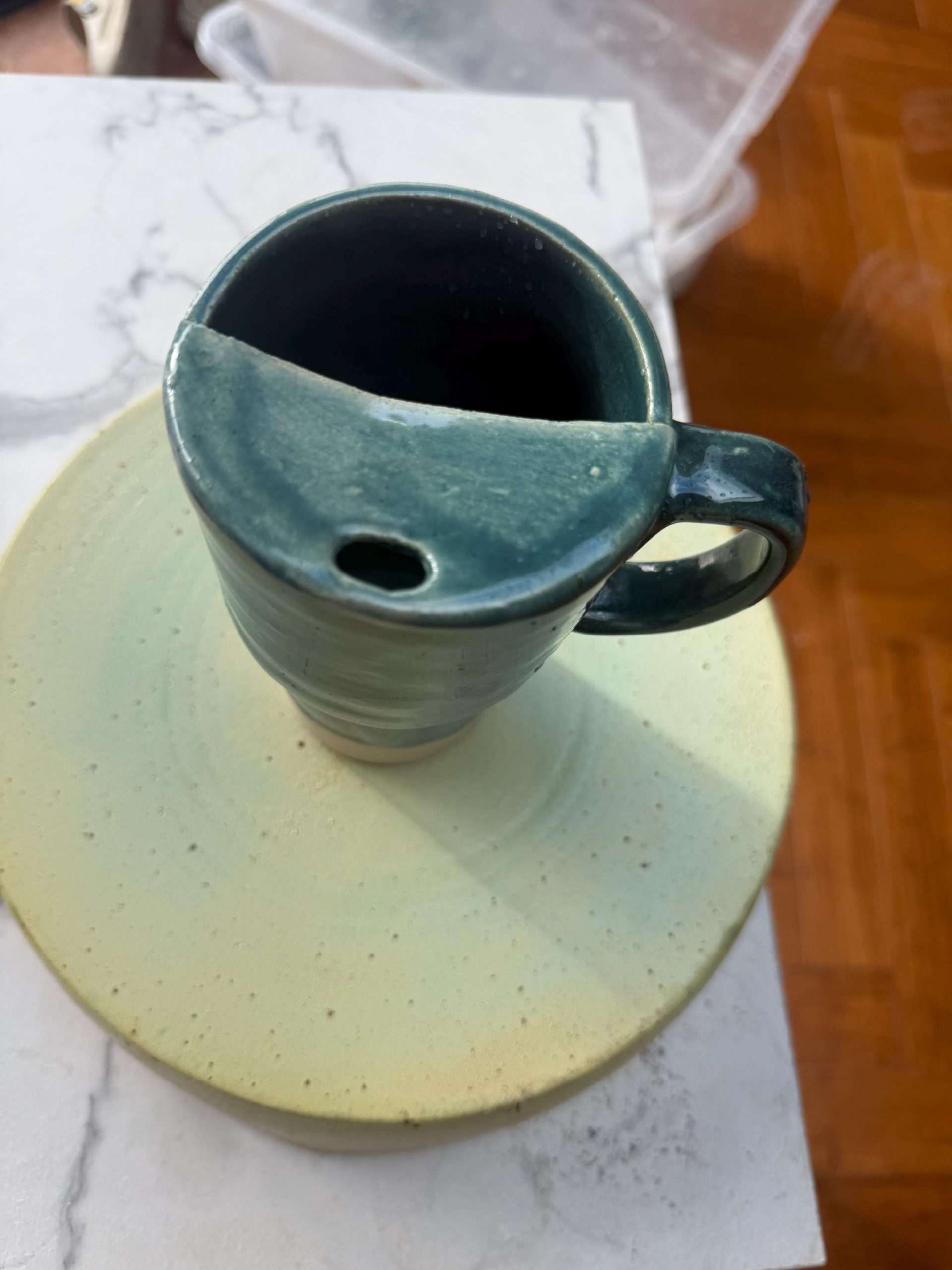 Handmade Aqua Ceramic Travel Mug/ smoothie cup - Image 9