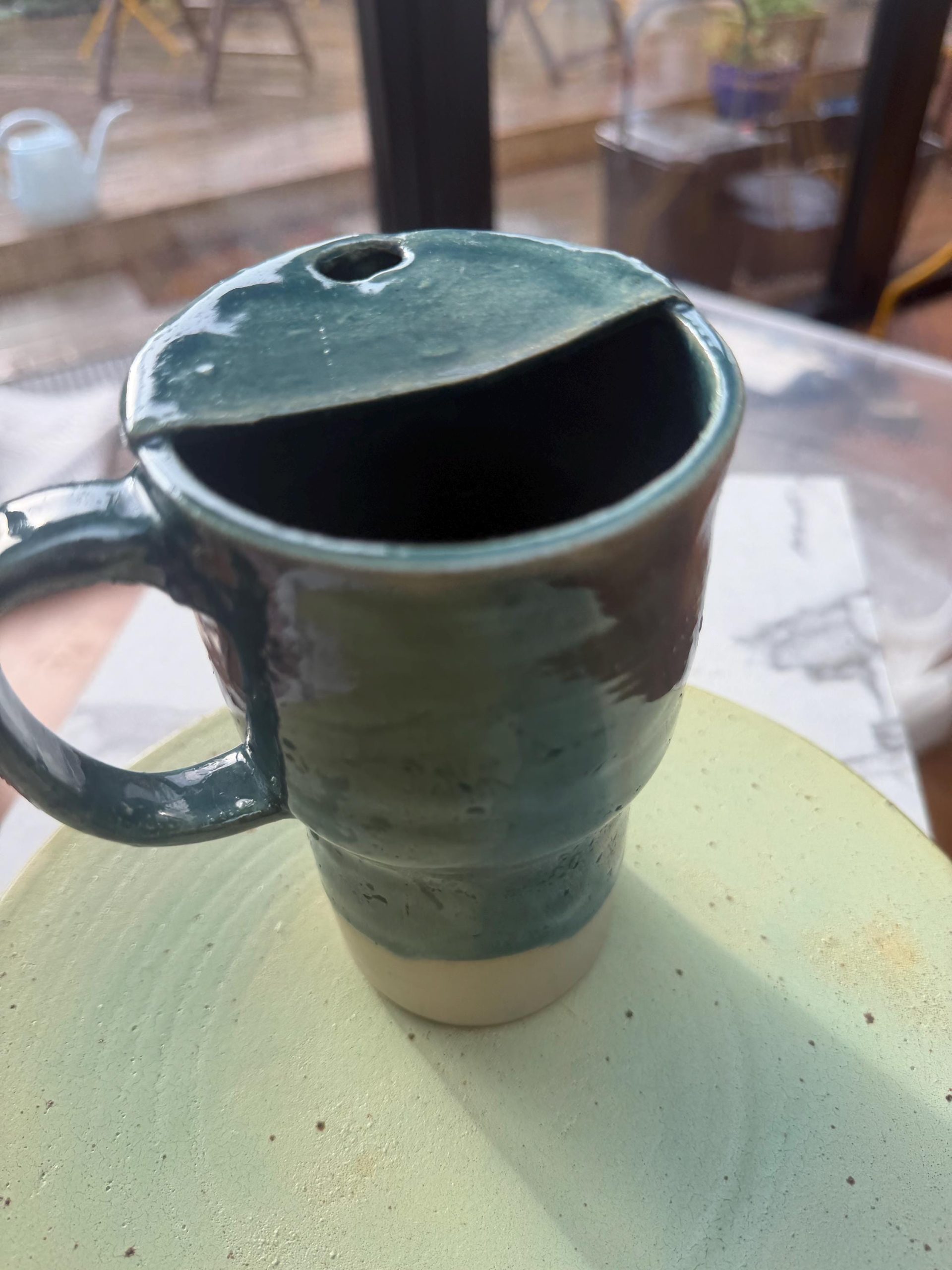 Handmade Aqua Ceramic Travel Mug/ smoothie cup - Image 4