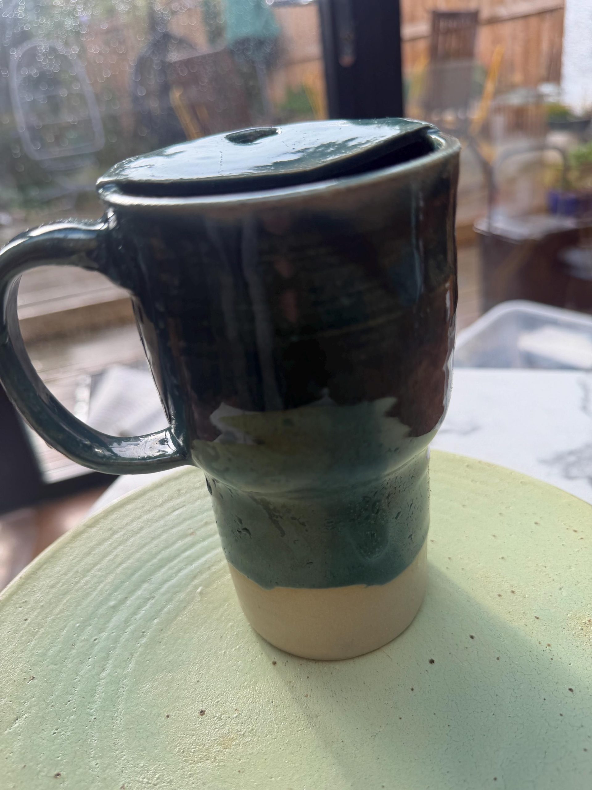 Handmade Aqua Ceramic Travel Mug/ smoothie cup - Image 5