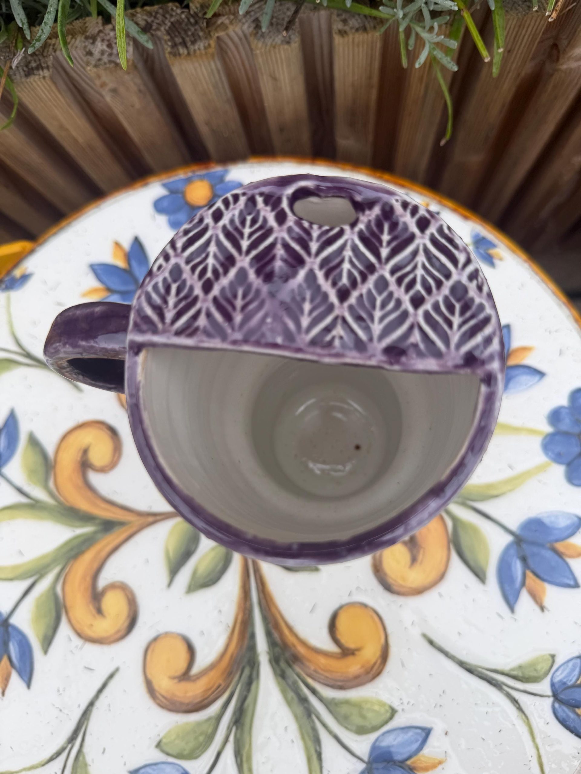 Handmade Purple Ceramic Travel Mug, smoothie Cup , Sipping Cover, Car Cup Holder Friendly Pottery - Image 13
