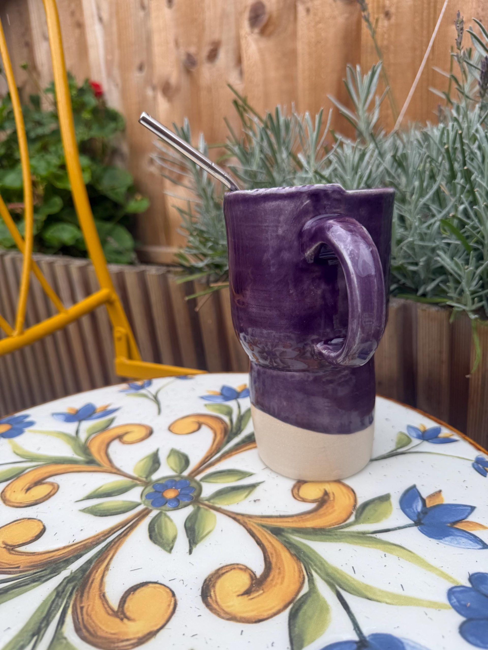 Handmade Purple Ceramic Travel Mug, smoothie Cup , Sipping Cover, Car Cup Holder Friendly Pottery - Image 14