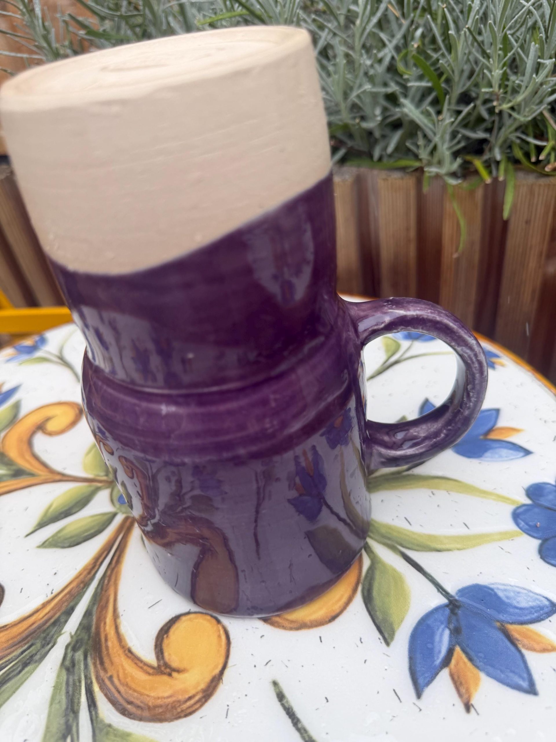 Handmade Purple Ceramic Travel Mug, smoothie Cup , Sipping Cover, Car Cup Holder Friendly Pottery - Image 18