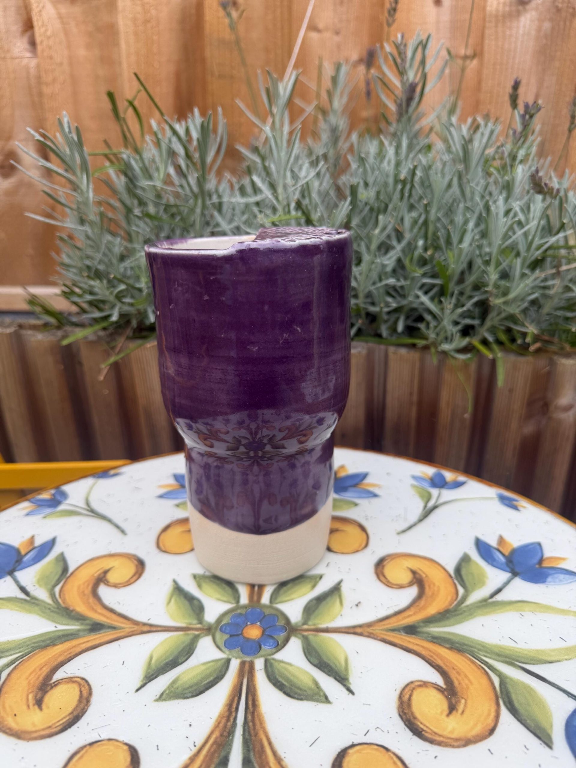 Handmade Purple Ceramic Travel Mug, smoothie Cup , Sipping Cover, Car Cup Holder Friendly Pottery - Image 12