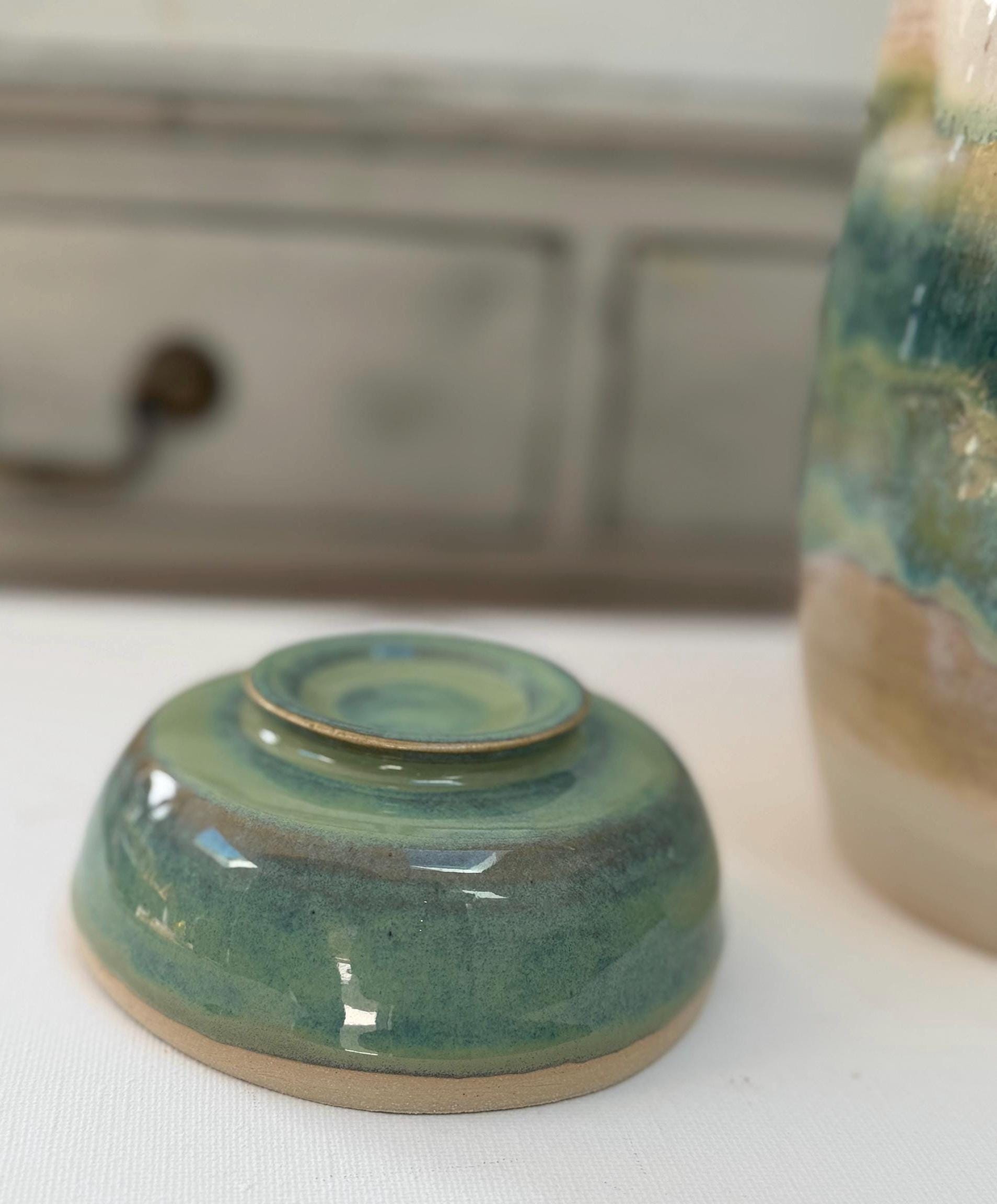Handmade Ceramic Kimchi Fermentation Jar with Weights. Green Glazed Stoneware Crock with Matching Lid - Image 10
